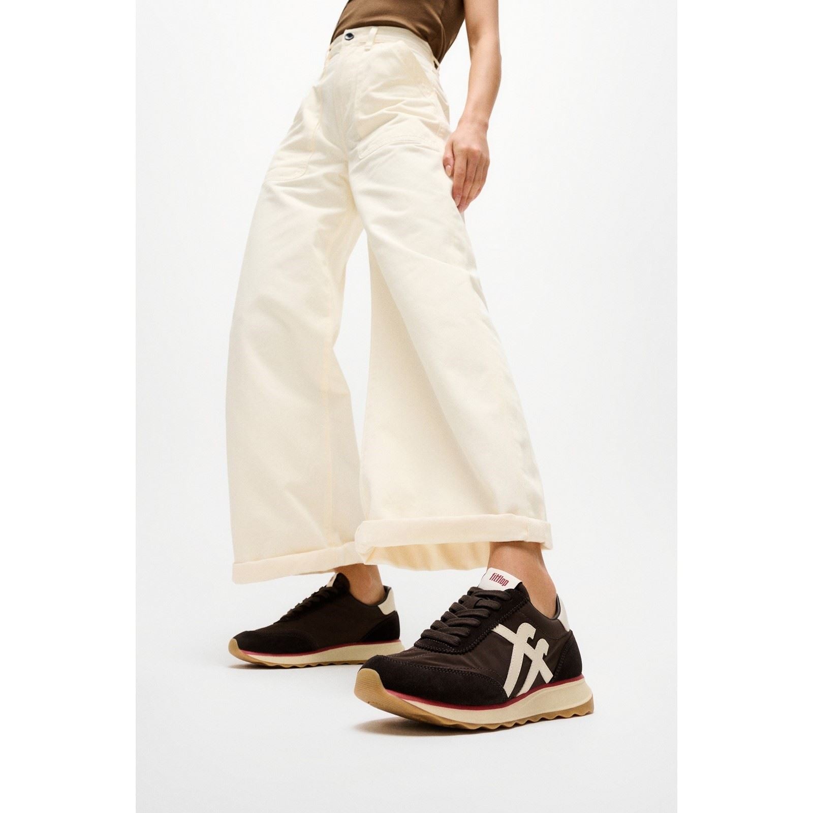 Fitflop Retro-Q FF Baskets En Nylon Pour Femmes Chocolat Brun/Beige Paris