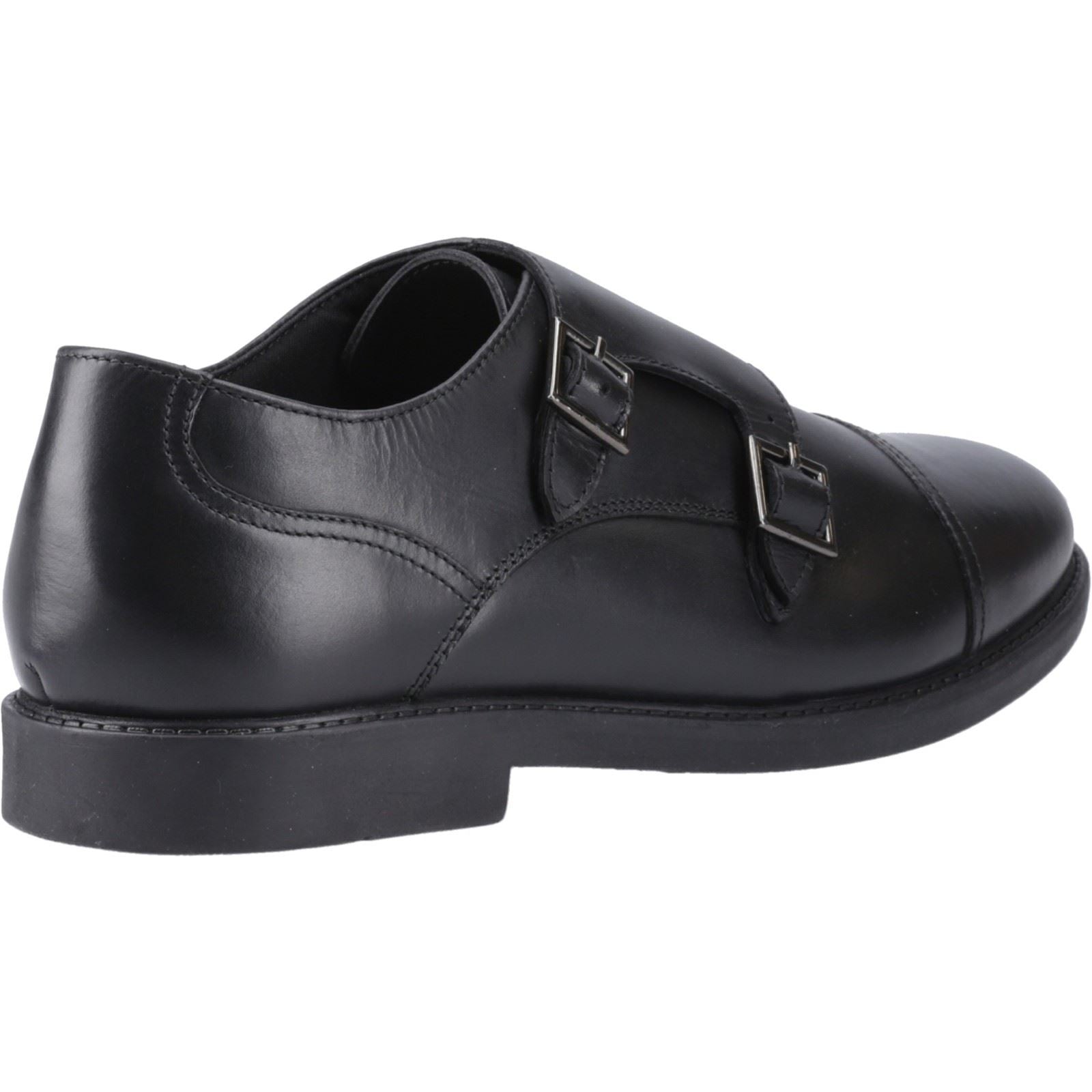 Hush Puppies Tim Monk Chaussures Noires Pour Garçons En Cuir