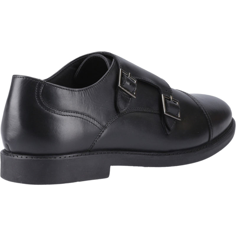 Hush Puppies Tim Monk Chaussures Noires Pour Garçons En Cuir.