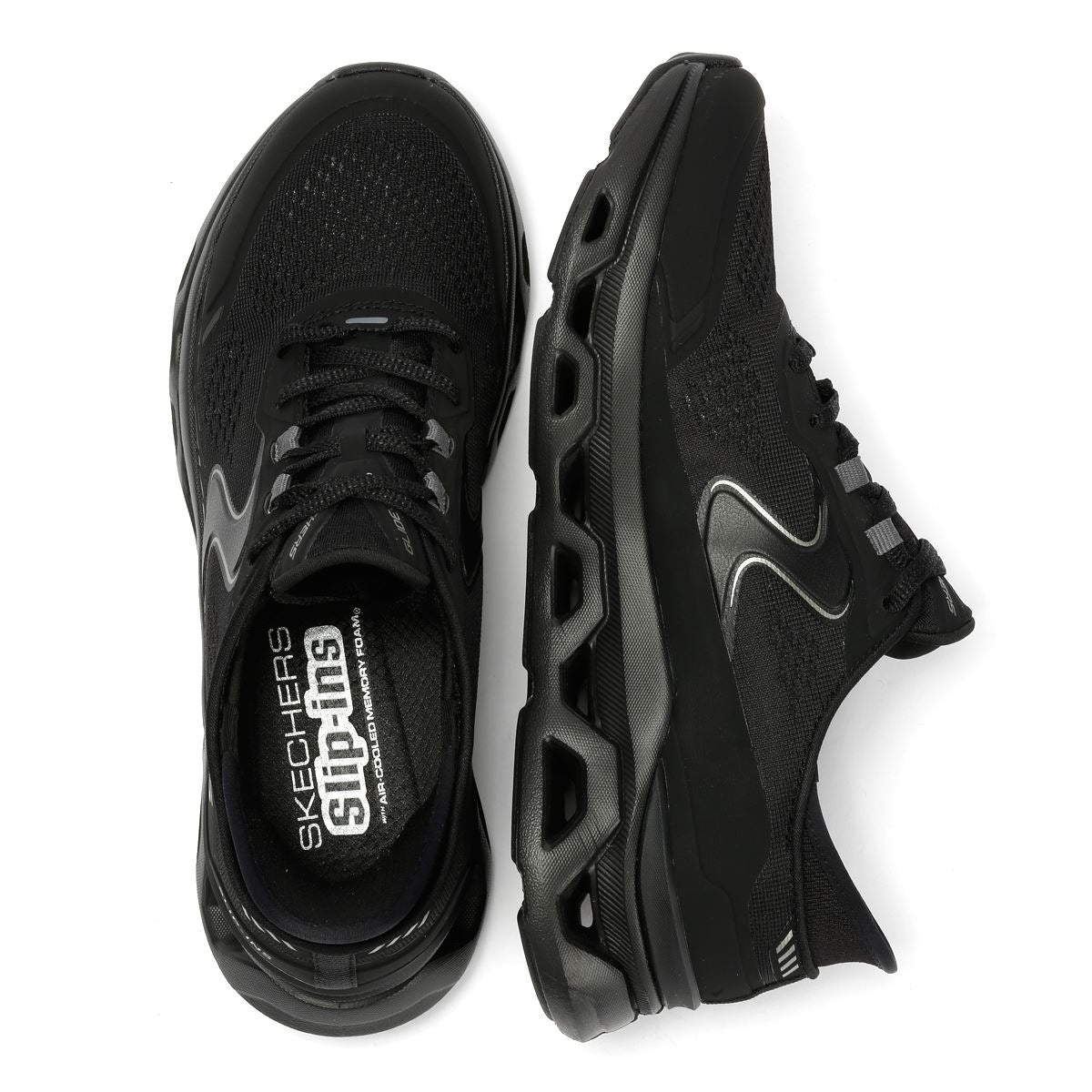 Skechers Slip-Ins Glide Step Altus Baskets Noires En Mesh Pour Femmes