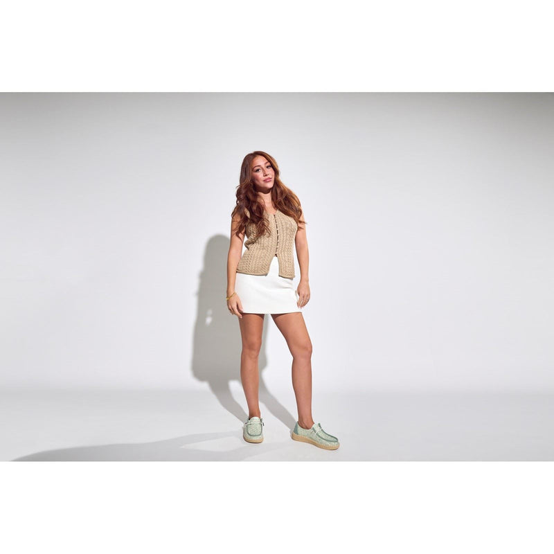 HEYDUDE Wendy Espadrille Retro Palm Espadrilles En Coton Mélangé Pour Femme En Vert Céladon/Blanc