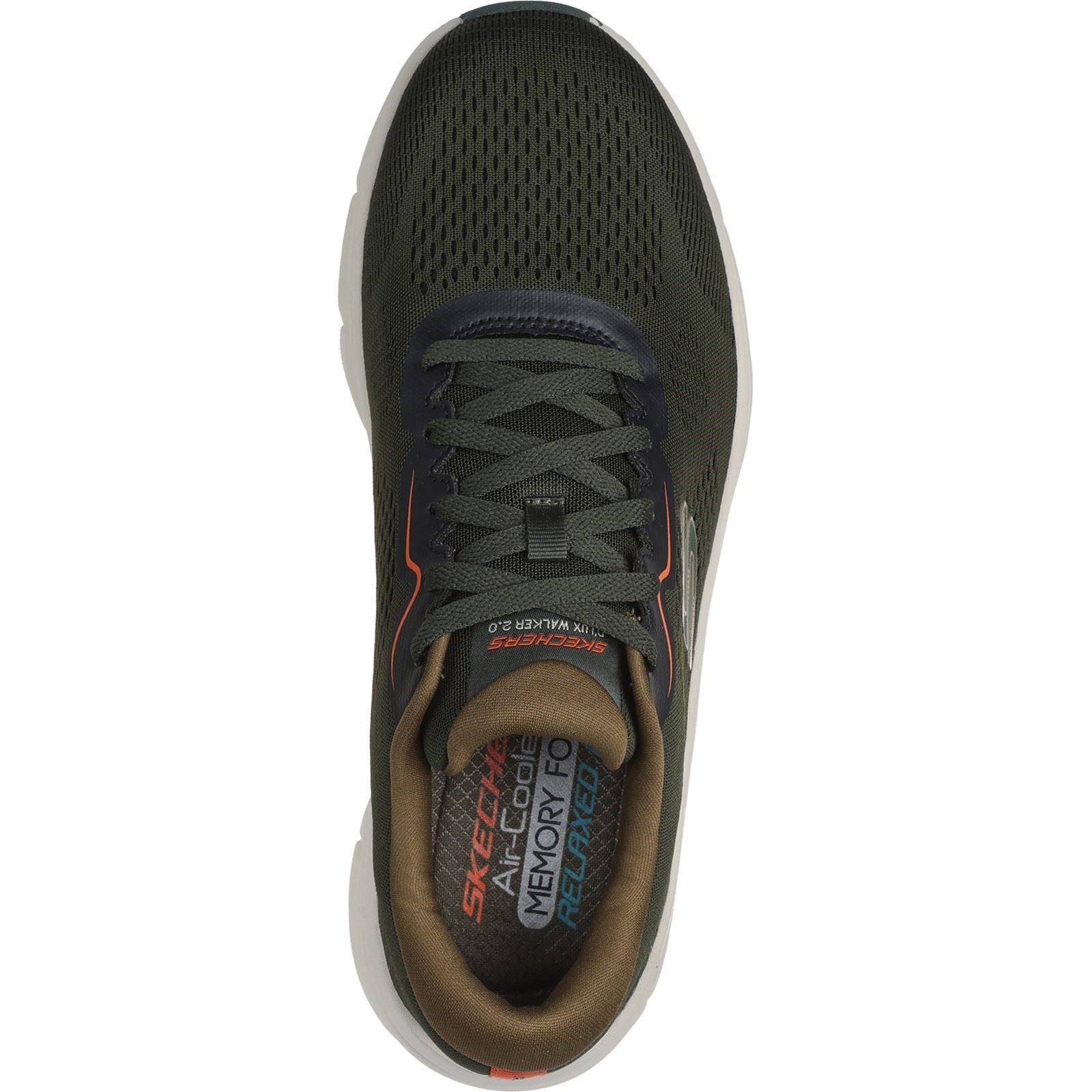 Skechers D'Lux Walker 2.0 Baskets Pour Hommes En Synthétique Olive/Orange