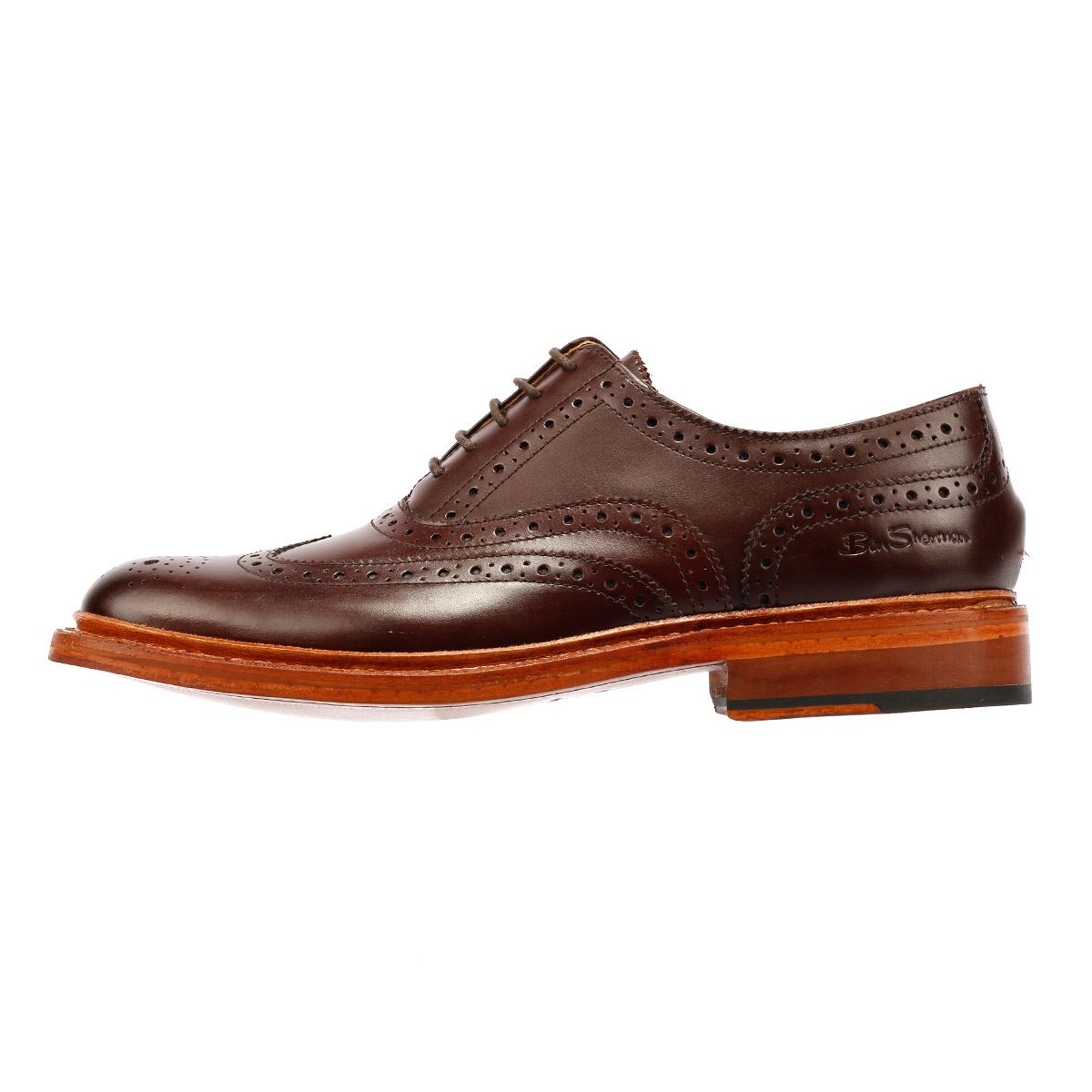 Ben Sherman Sugarman Brogue Chaussures En Cuir Marron À Lacets Pour Homme