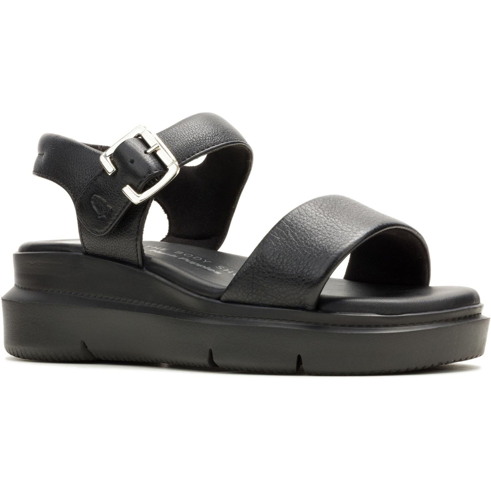 Hush Puppies Uplift Sandales Noires Pour Femmes En Cuir
