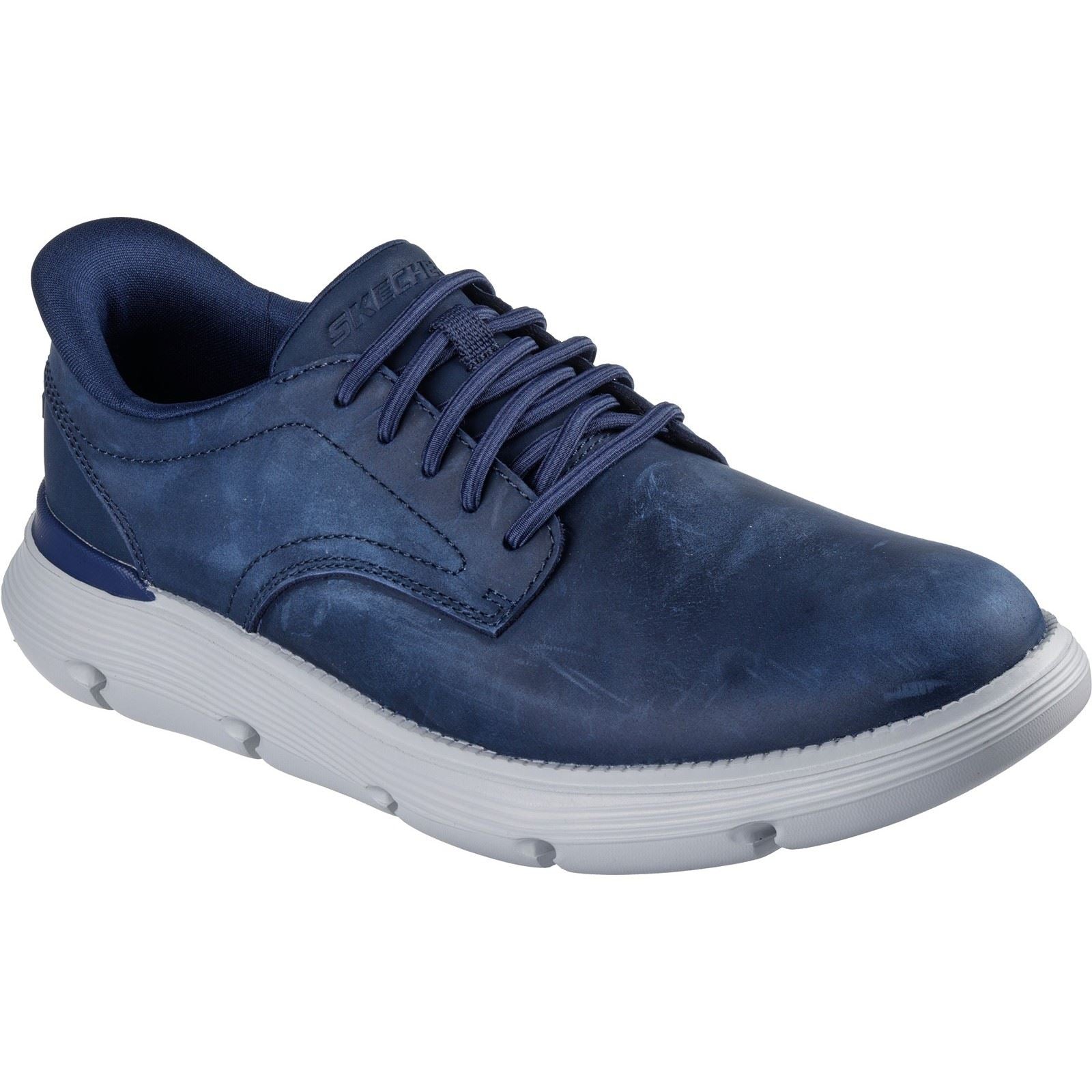 Skechers Garza Duran Chaussures À Lacets En Cuir Pour Homme Bleu Marine/Blanc