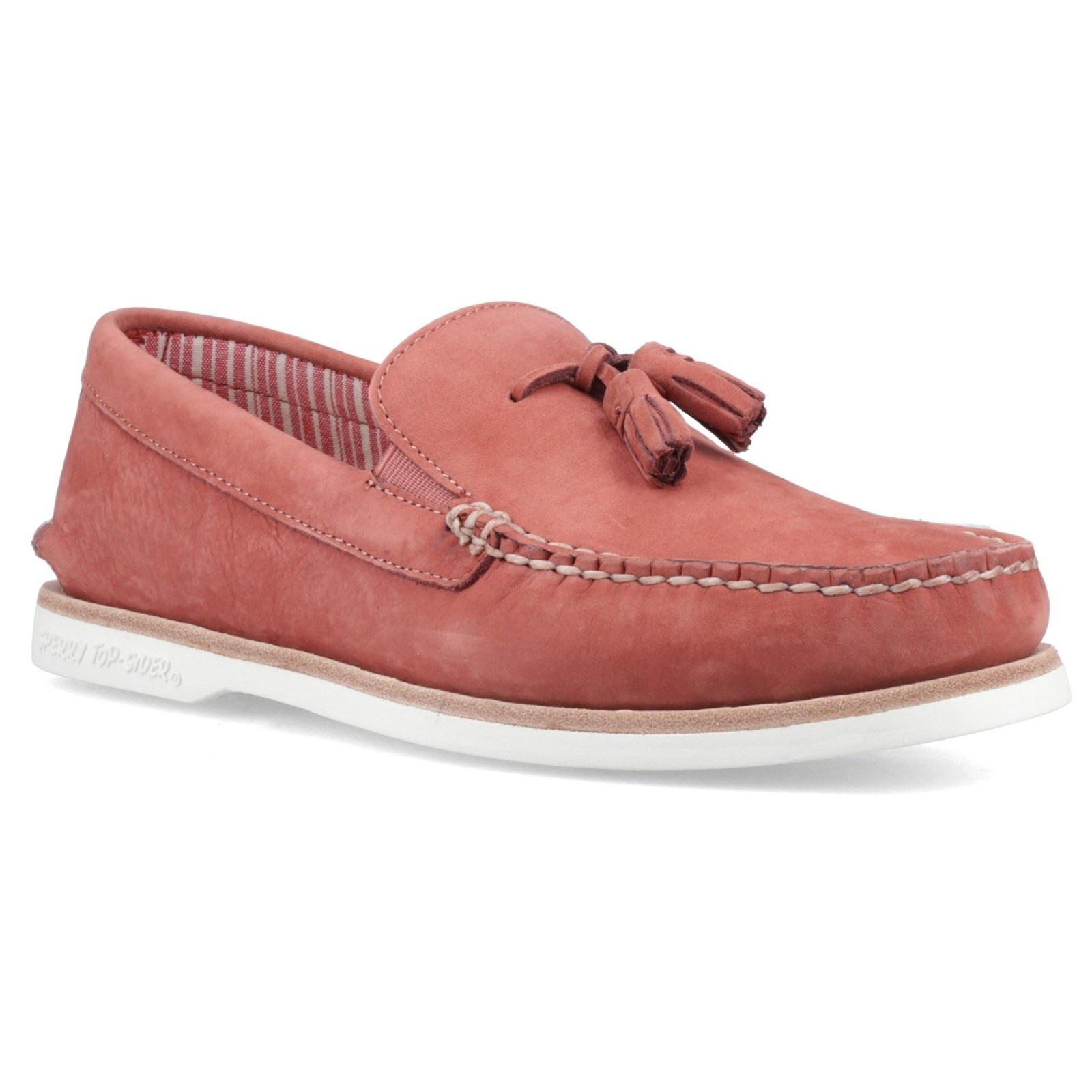 Sperry Authentic Original Chaussures Mocassins En Cuir Rouge Pour Homme