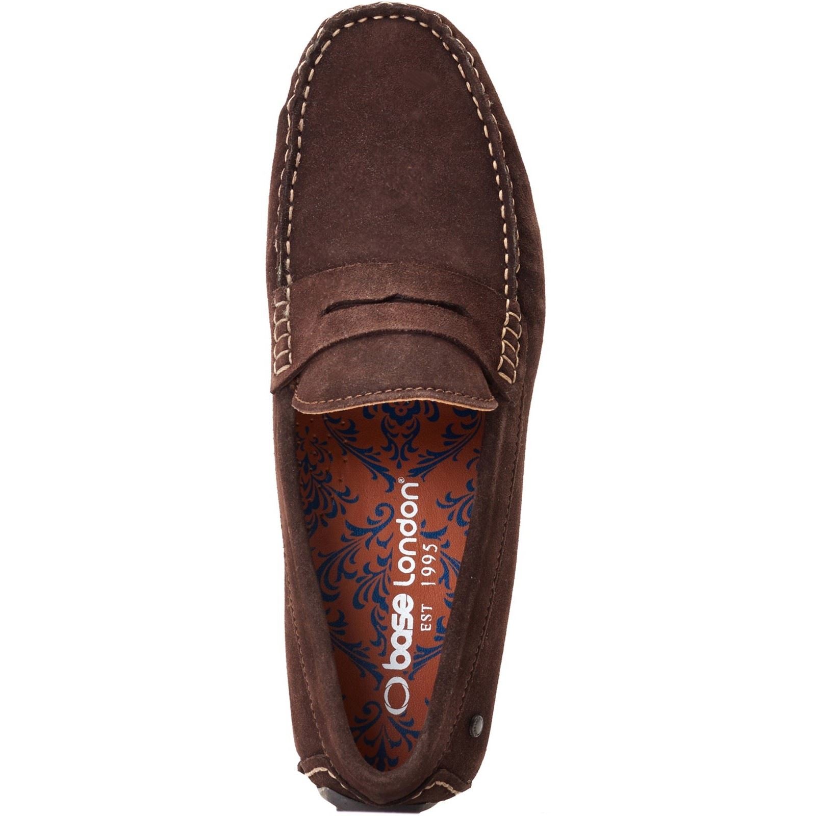 Base London Collins Chaussures Mocassins Pour Hommes En Cuir Marron Foncé