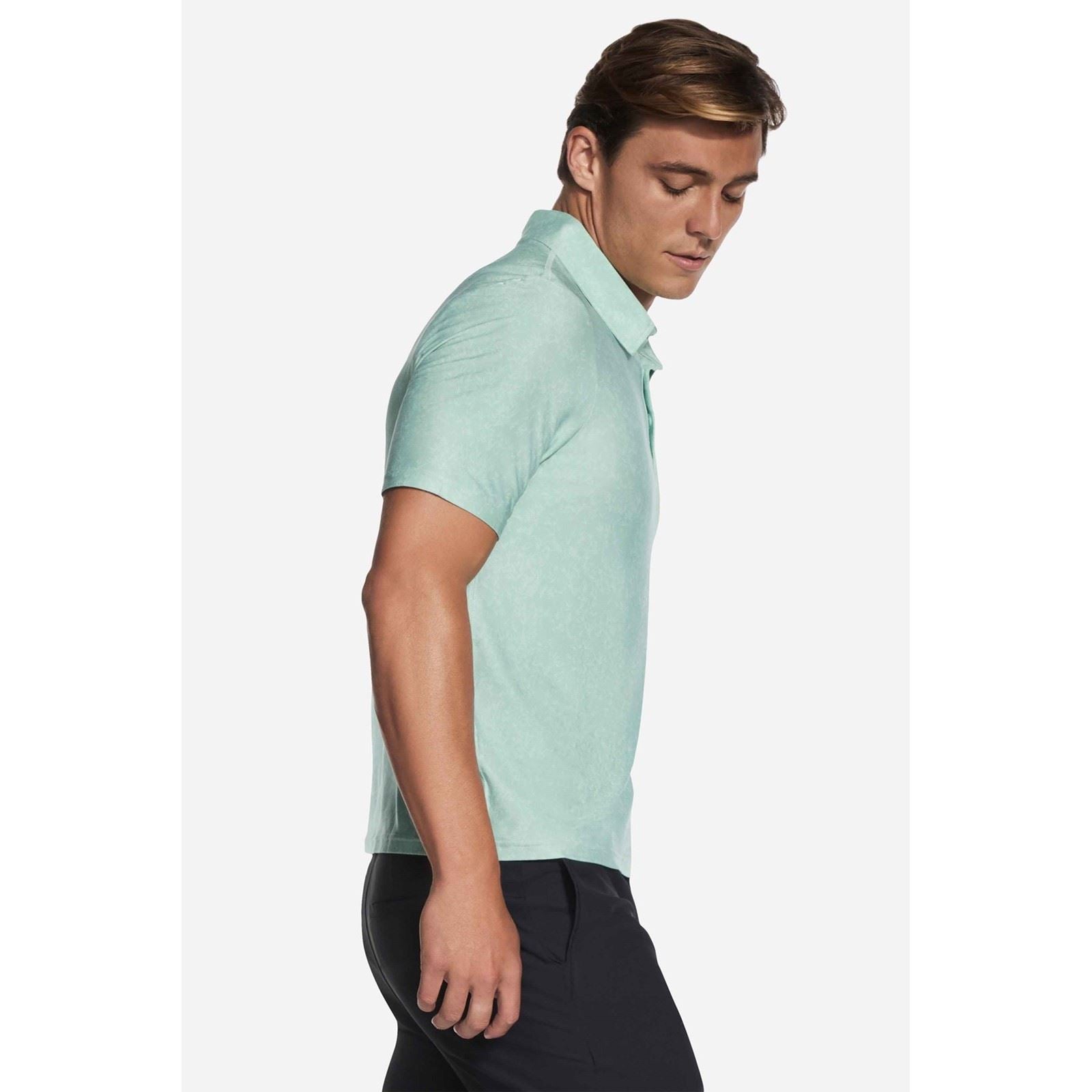 Skechers GO DRI All Day Printed Chemise Polo Verte En Polyester Pour Homme