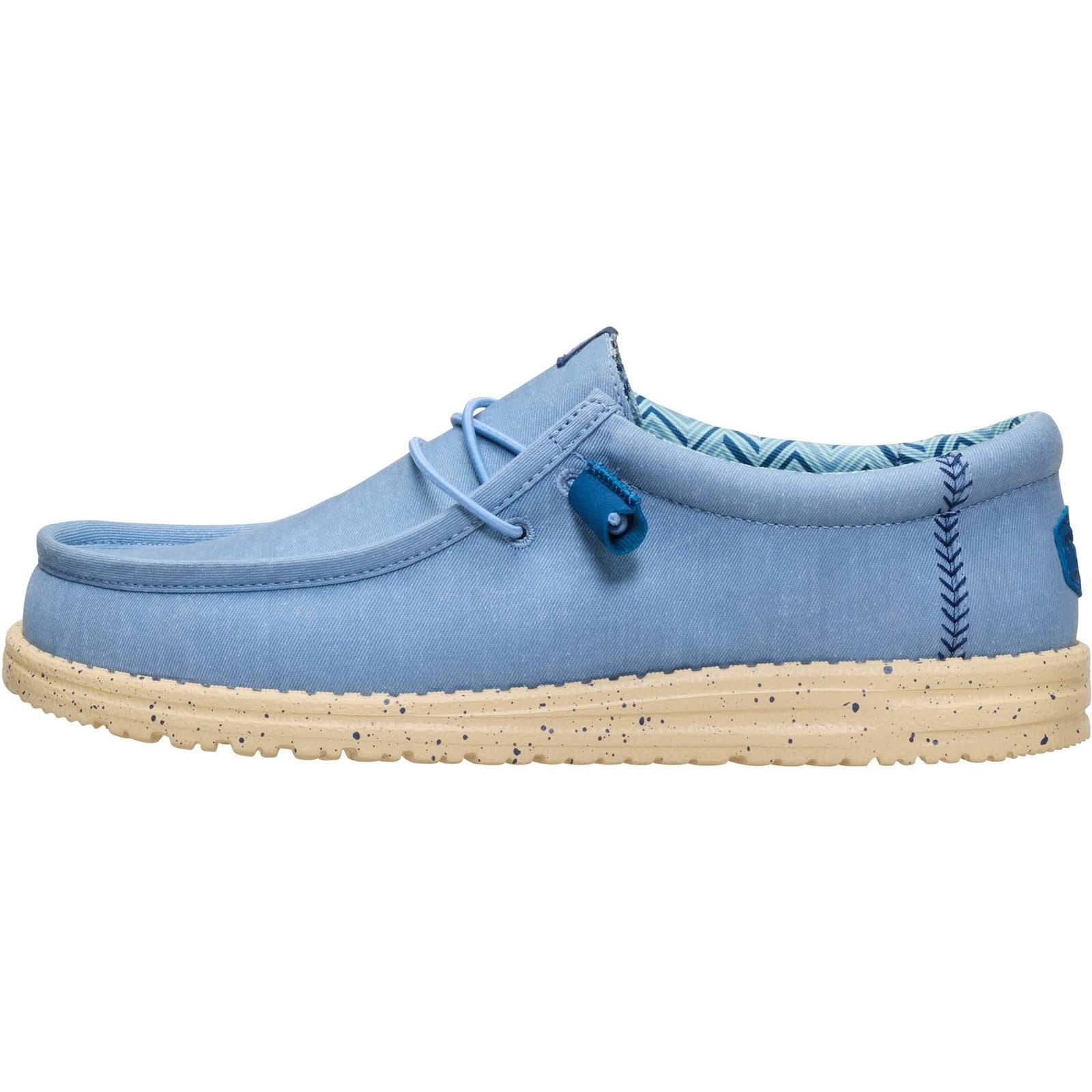 HEYDUDE Wally Stretch Canvas Mocassins En Denim Délavé/Tan Boulder Pour Hommes