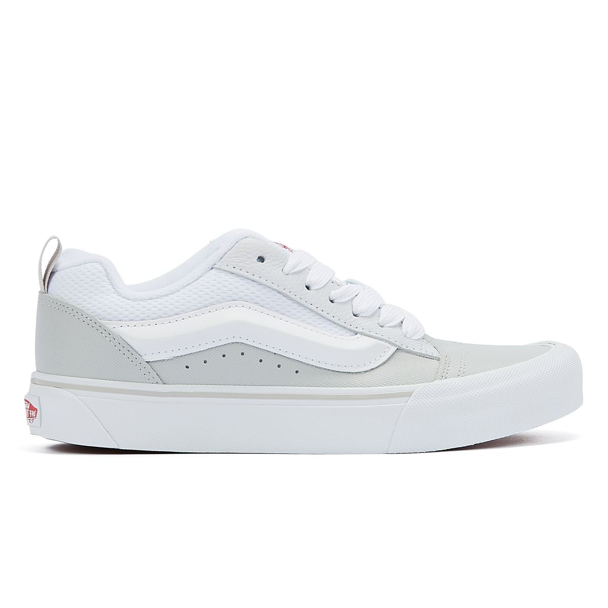 Vans Knu Skool Baskets De Skate Rétro En Cuir Blanc/Rouge