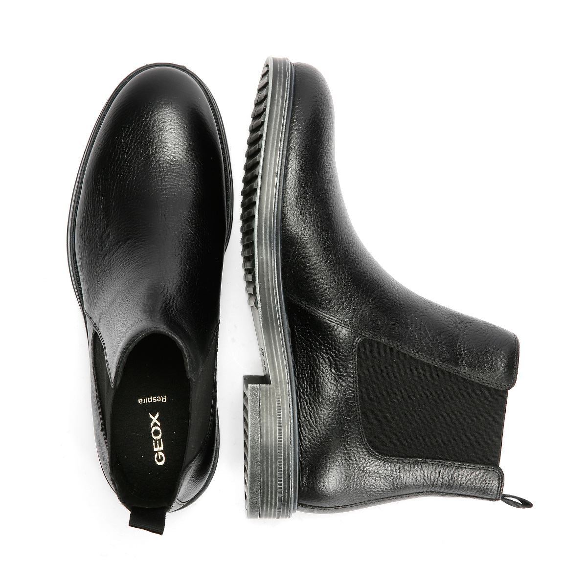 Geox Henreys Bottes Noires En Cuir Pour Hommes