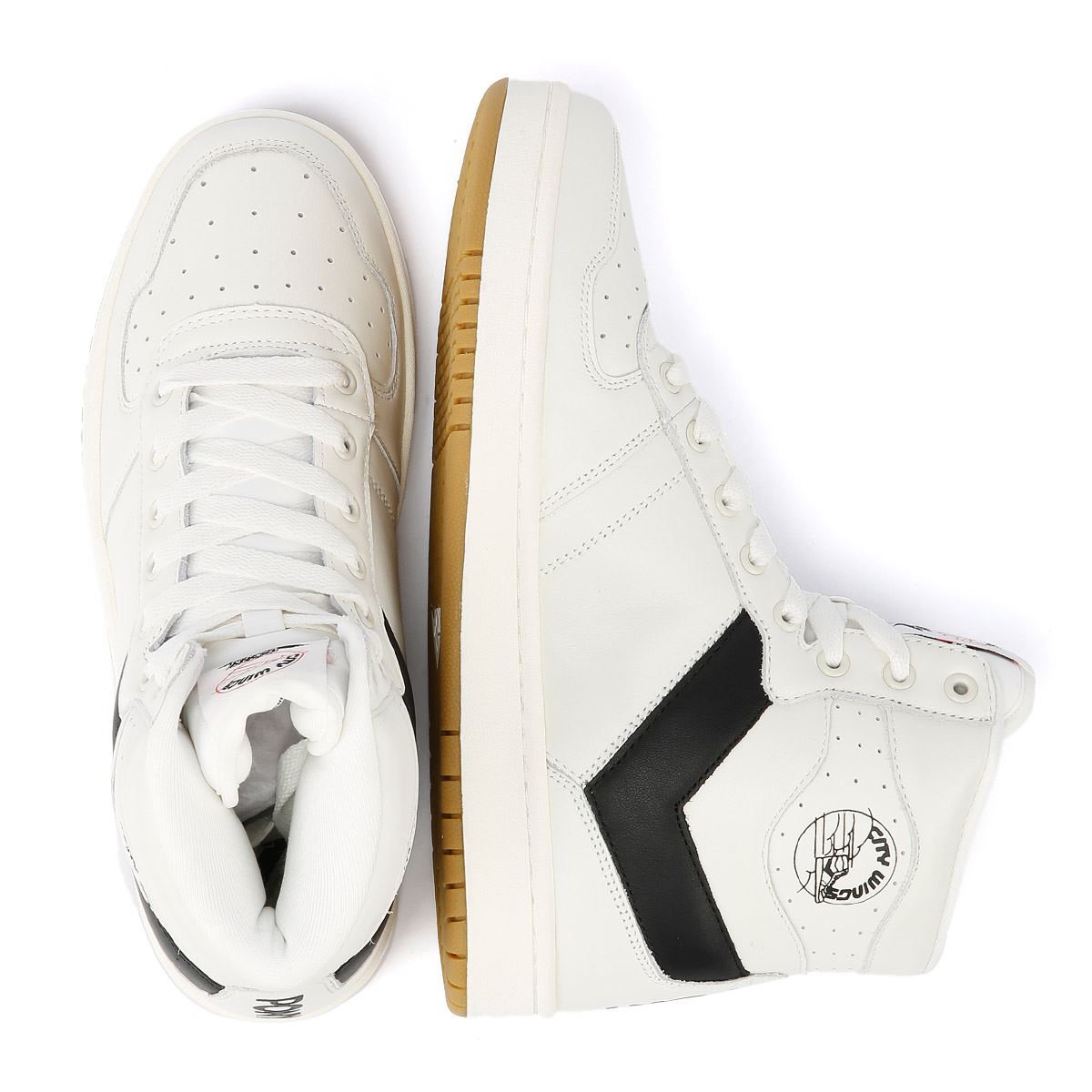 Pony City Wings Hi Des Baskets En Cuir Blanches/Noires