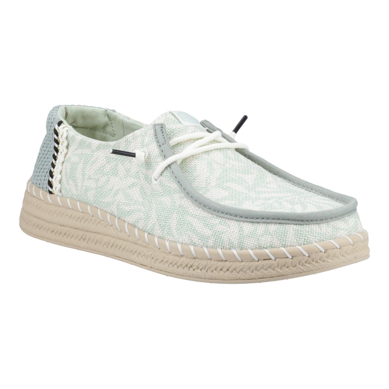 HEYDUDE Wendy Espadrille Retro Palm Espadrilles En Coton Mélangé Pour Femme En Vert Céladon/Blanc