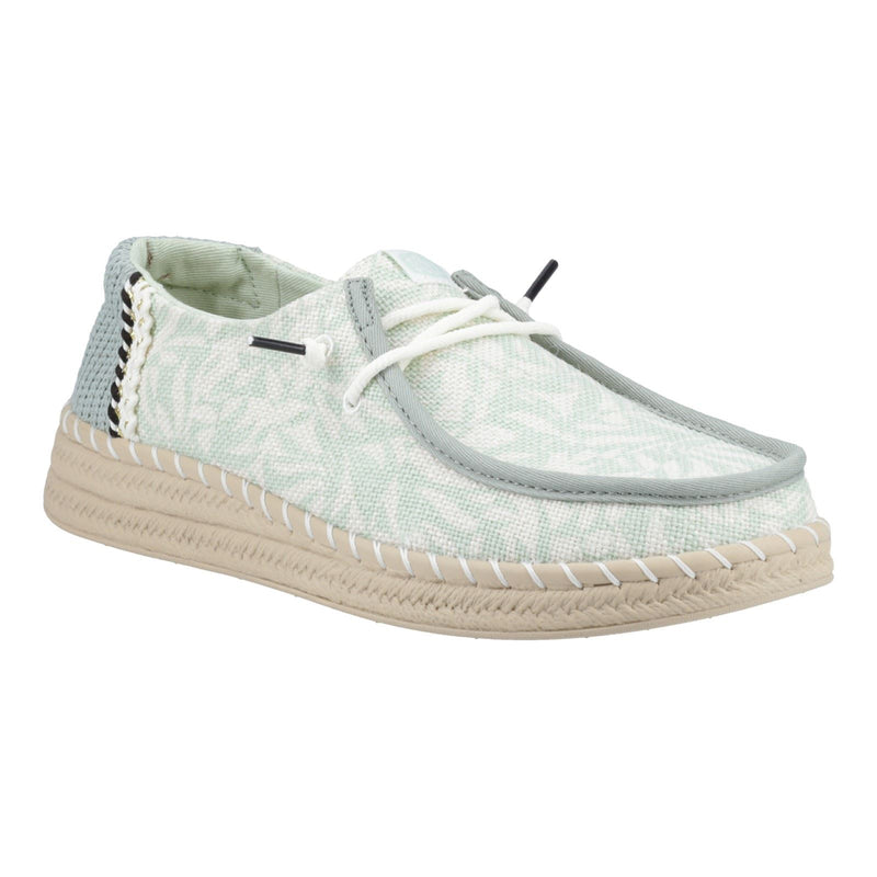 HEYDUDE Wendy Espadrille Retro Palm Espadrilles En Coton Mélangé Pour Femme En Vert Céladon/Blanc