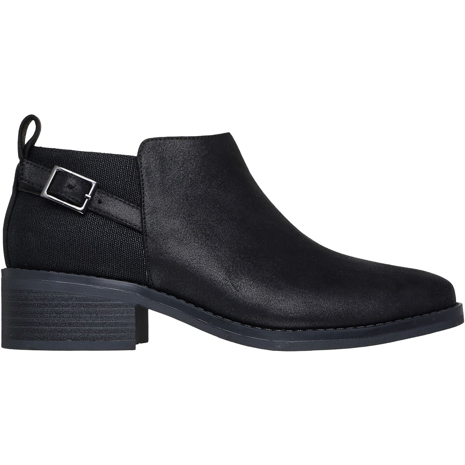 Skechers BOBS Wander Luxe Bottines À Talons Noirs Pour Femmes En Textile