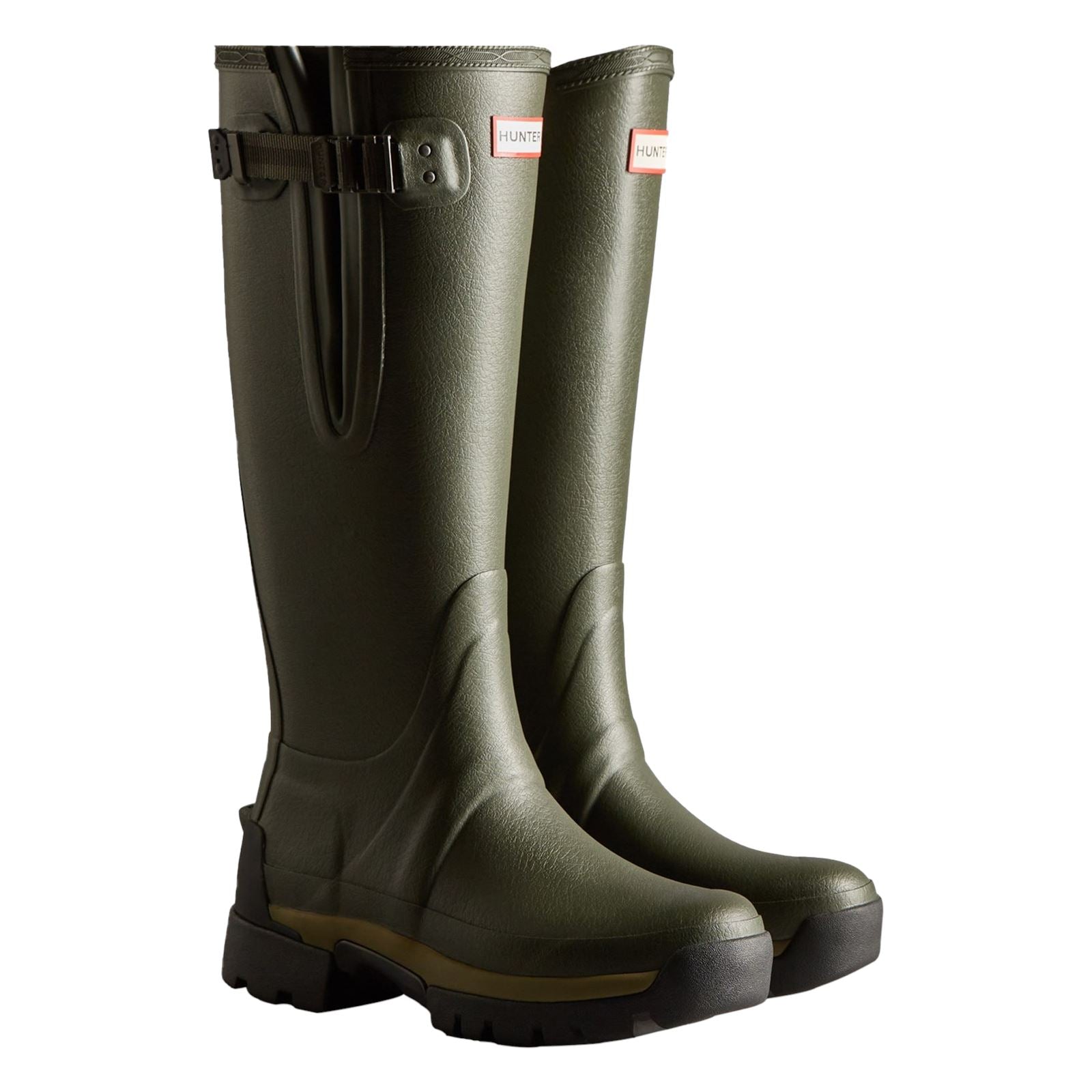 Hunter Balmoral Adjustable Bottes En Caoutchouc Pour Femme De Couleur Olive Foncé