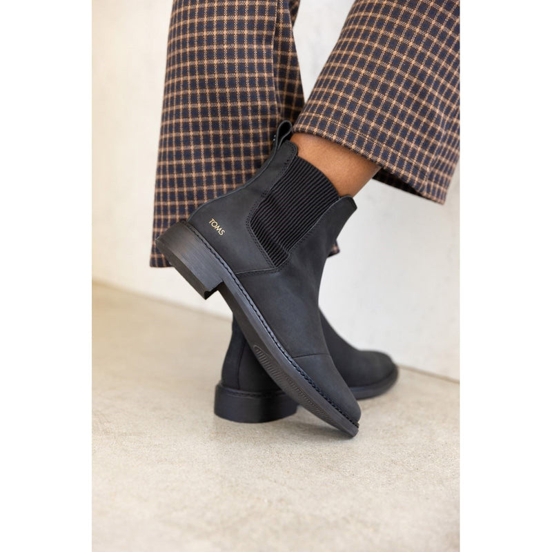 TOMS Charlie Bottes Noires En Cuir Pour Femmes