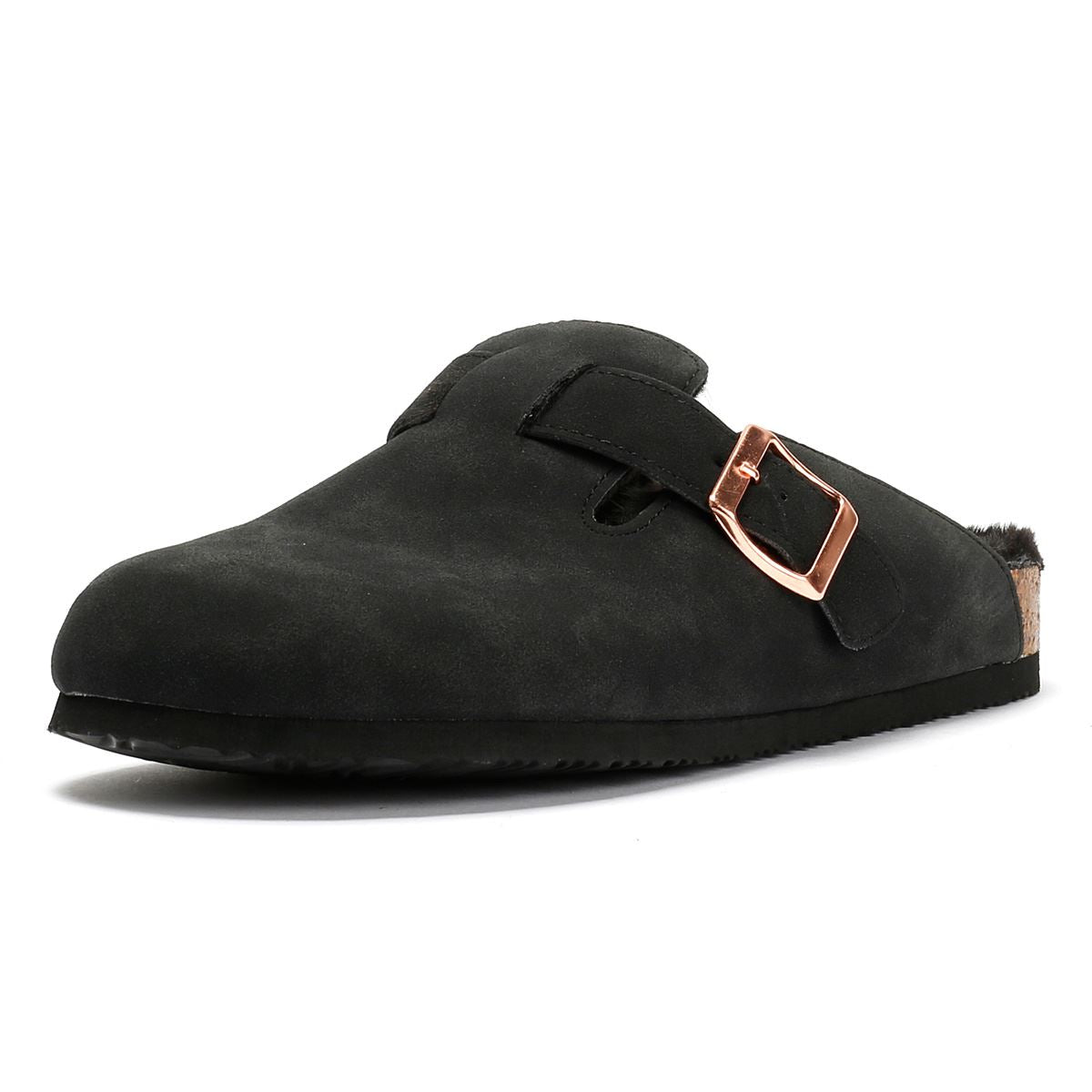 Penguin Poppy Fur Mules Noir Femme Suede