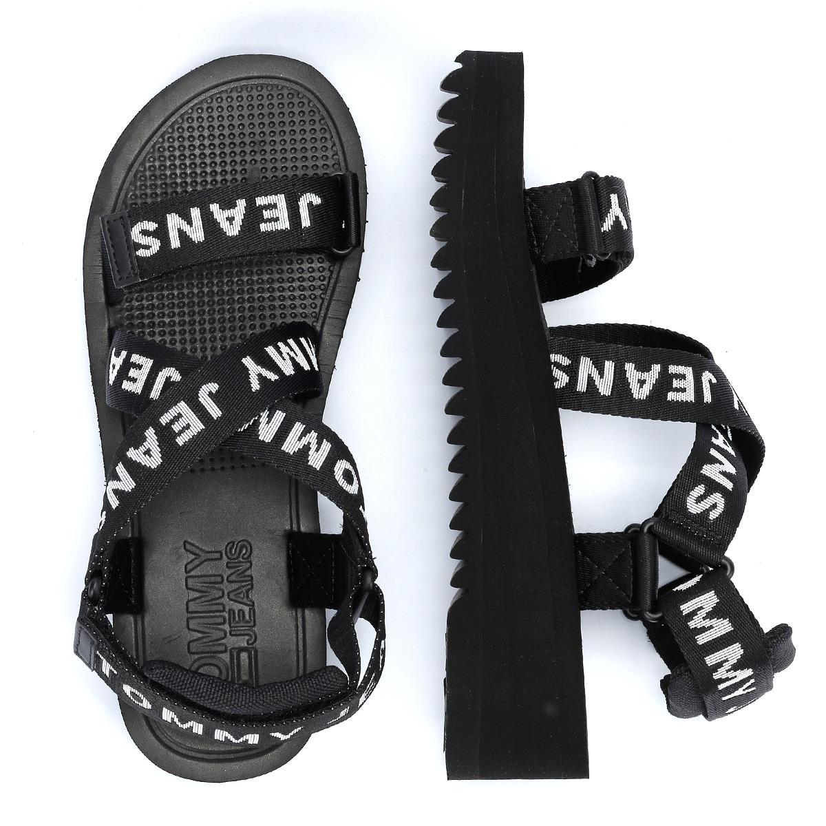 Tommy Hilfiger Flatform Sandales Noires Pour Femmes
