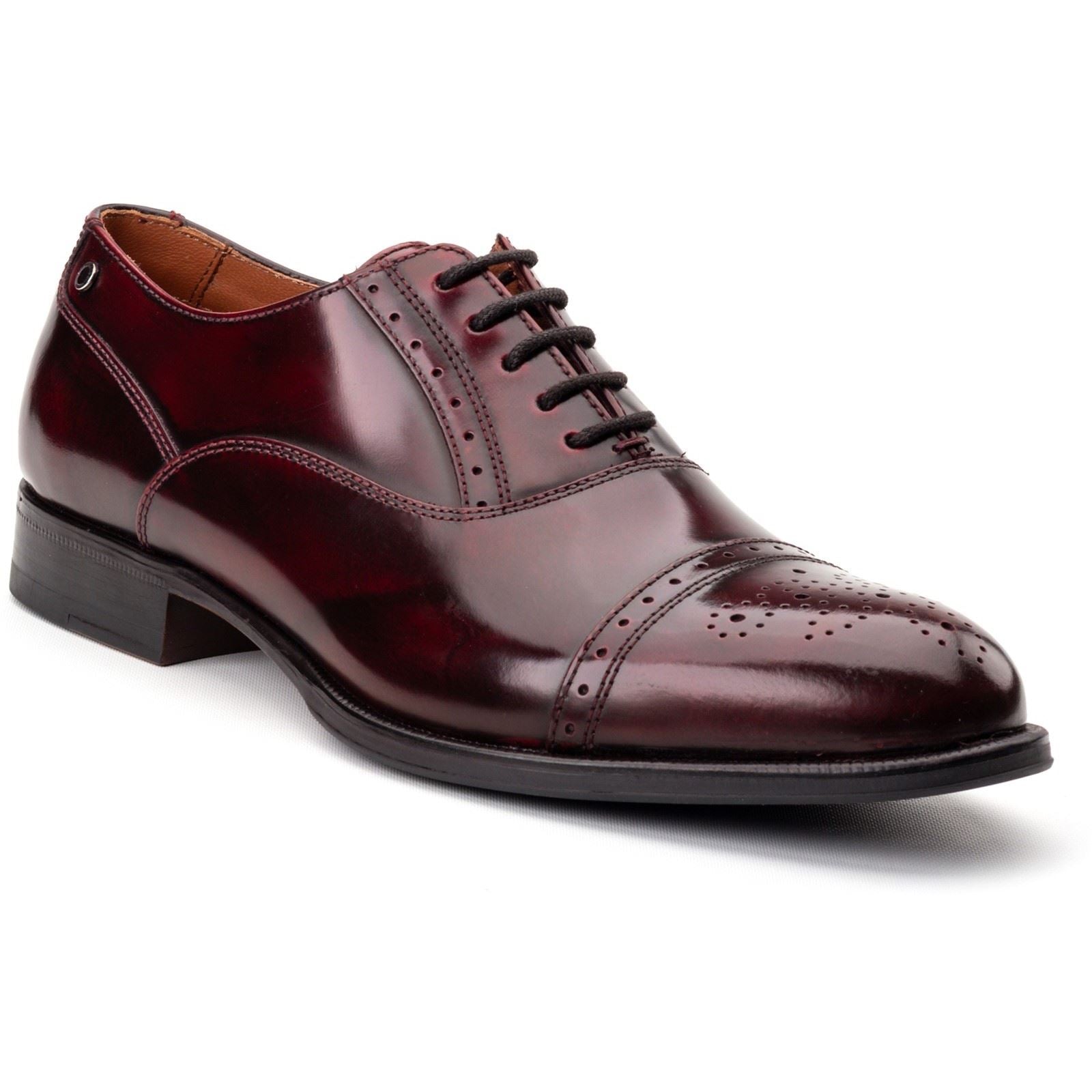Base London Franklin Chaussures Oxford Pour Homme En Cuir Bordeaux