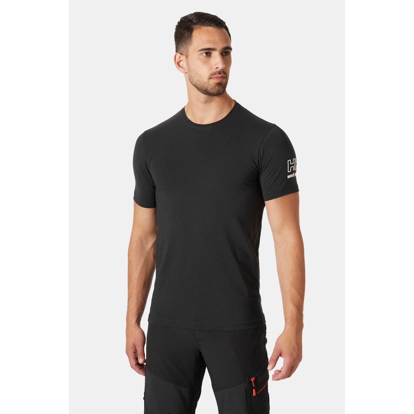 Helly Hansen Workwear Kensington T-Shirts À Manches Courtes Noirs En Coton Pour Hommes