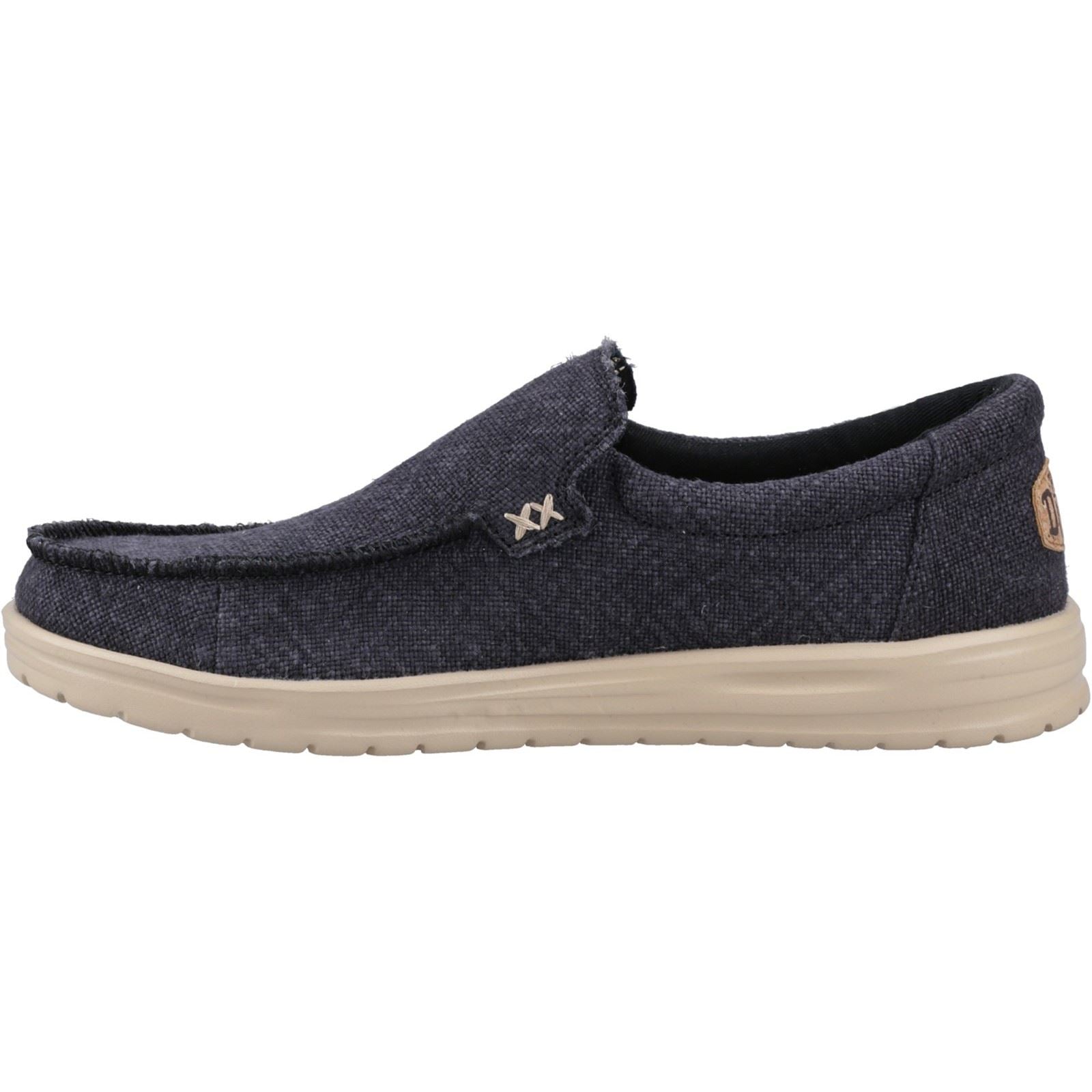 HEYDUDE Mikka Jute Chaussures Mocassins Pour Hommes En Lin Noir/Crème Irlandaise