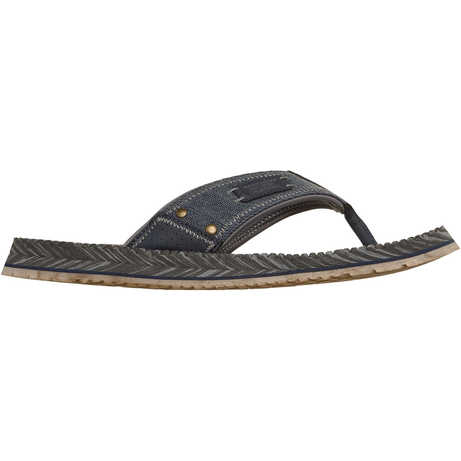 Skechers Quill Tongs En Textile Pour Hommes Bleu Marine