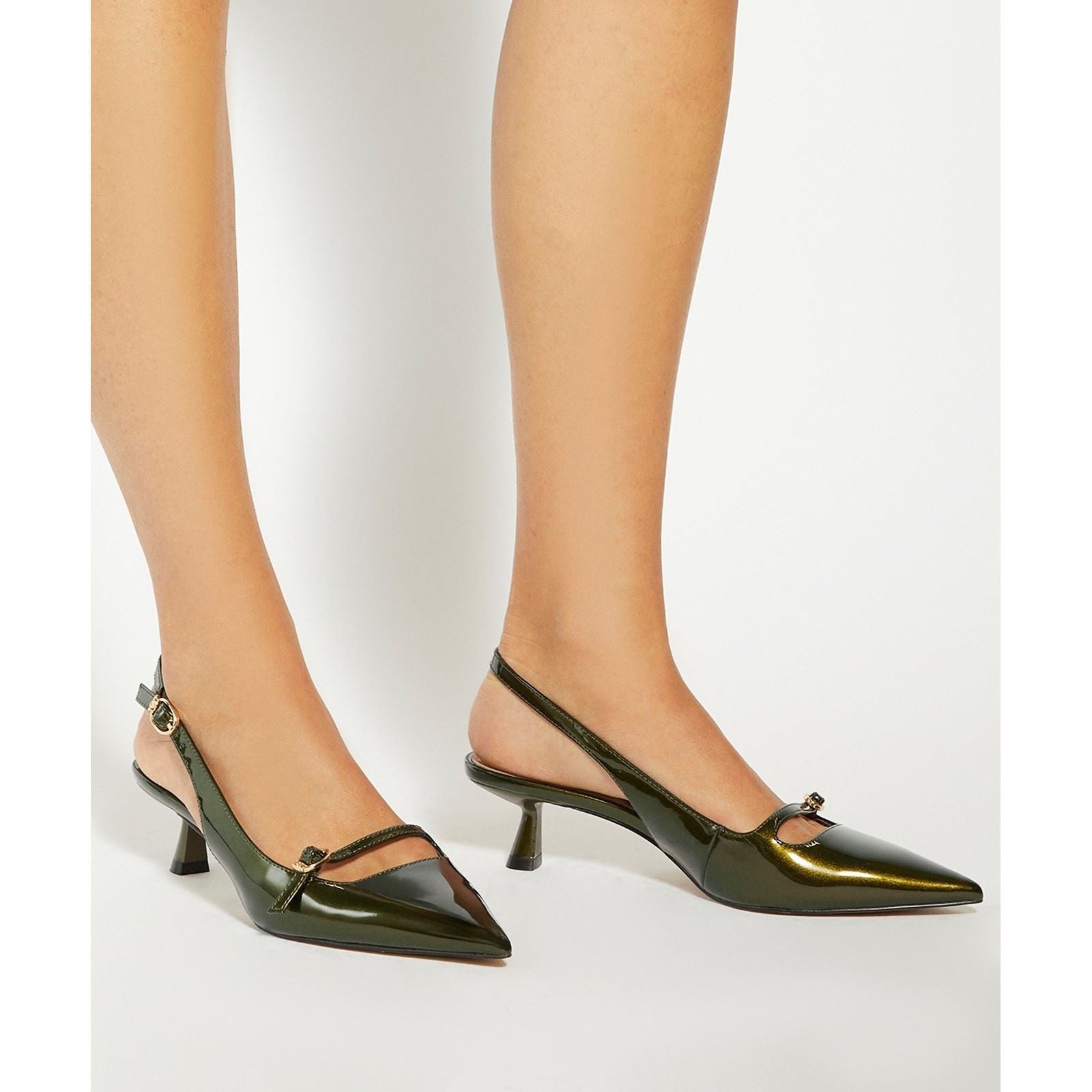 Dune Deserved Chaussures À Talons Pointus Vertes À Bride Arrière Pour Femmes