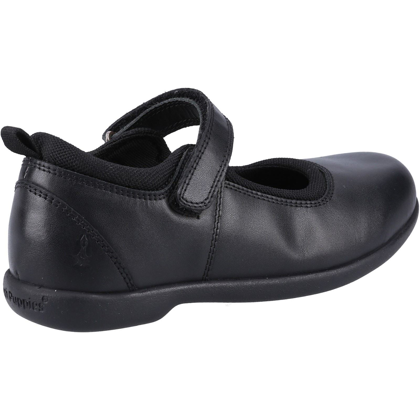Hush Puppies Bianca JNR Chaussures Noires Pour Filles En Cuir