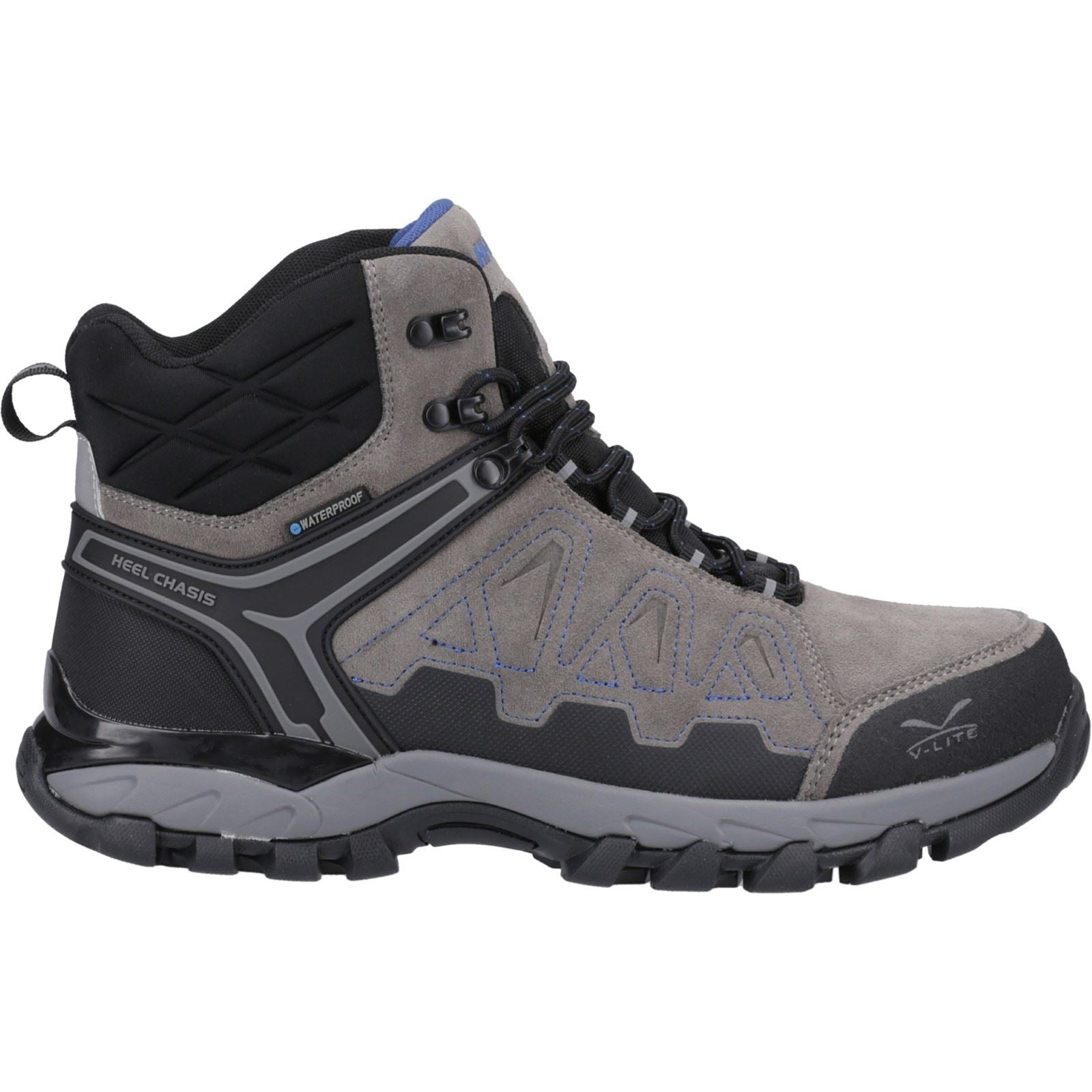 Hi-Tec V-Lite Explorer WP Chaussures De Randonnée Pour Homme En Cuir Daim Vachette Gris Anthracite/Gris/Bleu Foncé