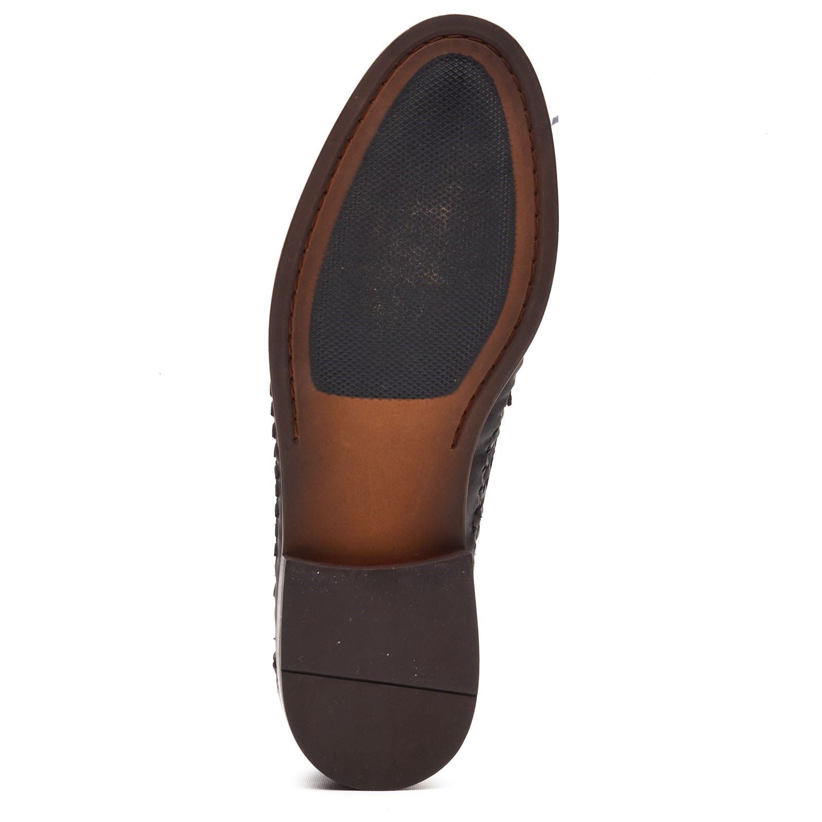 Base London Bracken Loafer Mocassins En Cuir Pour Hommes Bleu Marine