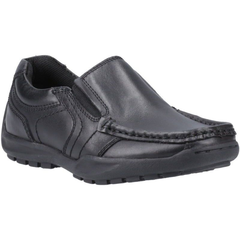 Hush Puppies Morgan Chaussures Noires Pour Garçons En Cuir