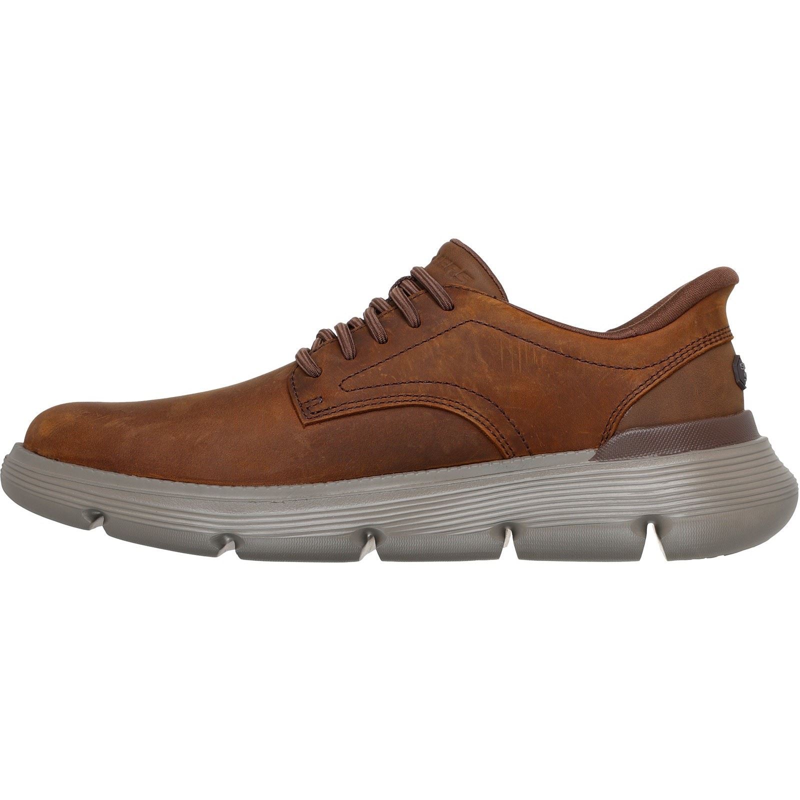 Skechers Garza Duran Chaussures À Lacets Pour Hommes En Cuir Marron Foncé