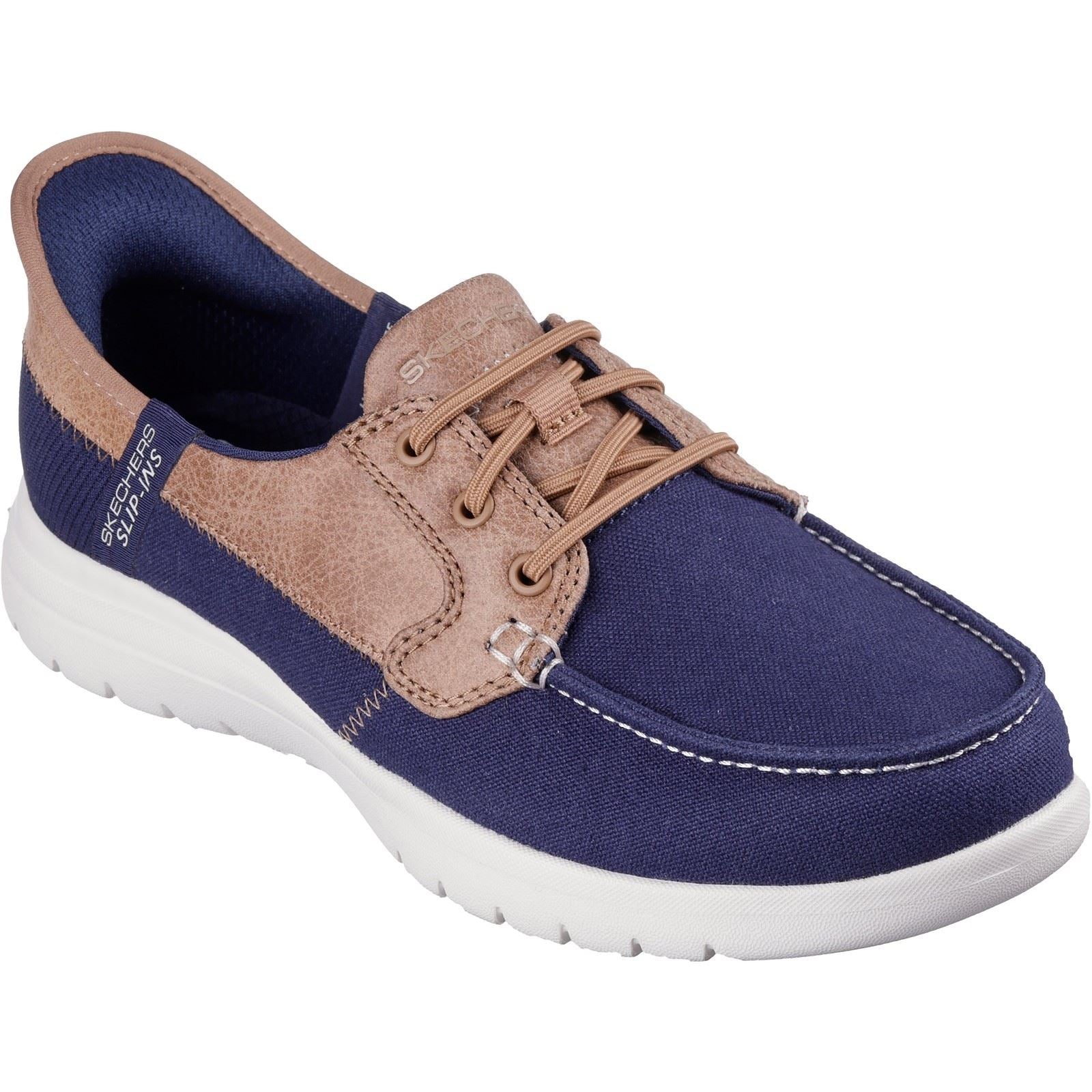 Skechers On-the-GO Flex Palmilla Chaussures Bateau Bleu Marine Pour Femme En Toile/Similicuir