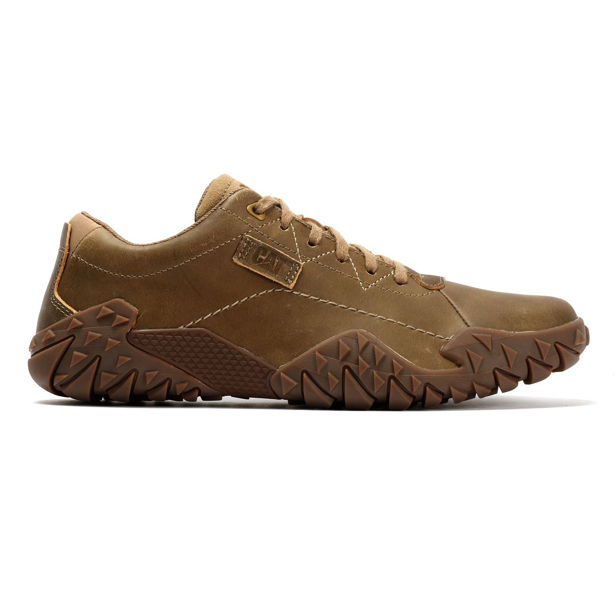 Caterpillar Gridlock Lo Full Grain Chaussures À Lacets Beige En Cuir Pour Homme