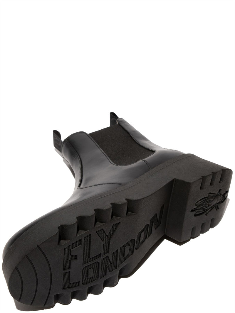 Fly London Medi Bottes En Cuir Noires Pour Femmes