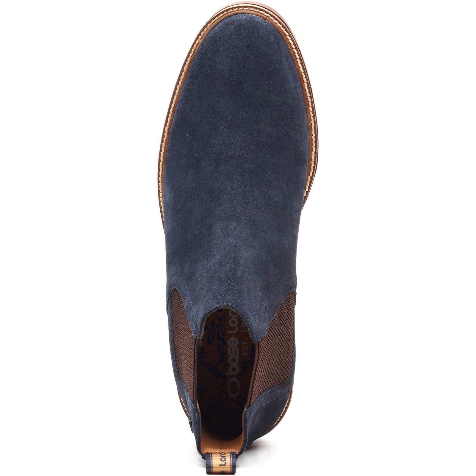 Base London Sussex Chelsea Boot Bottes En Cuir Pour Hommes Bleu Marine