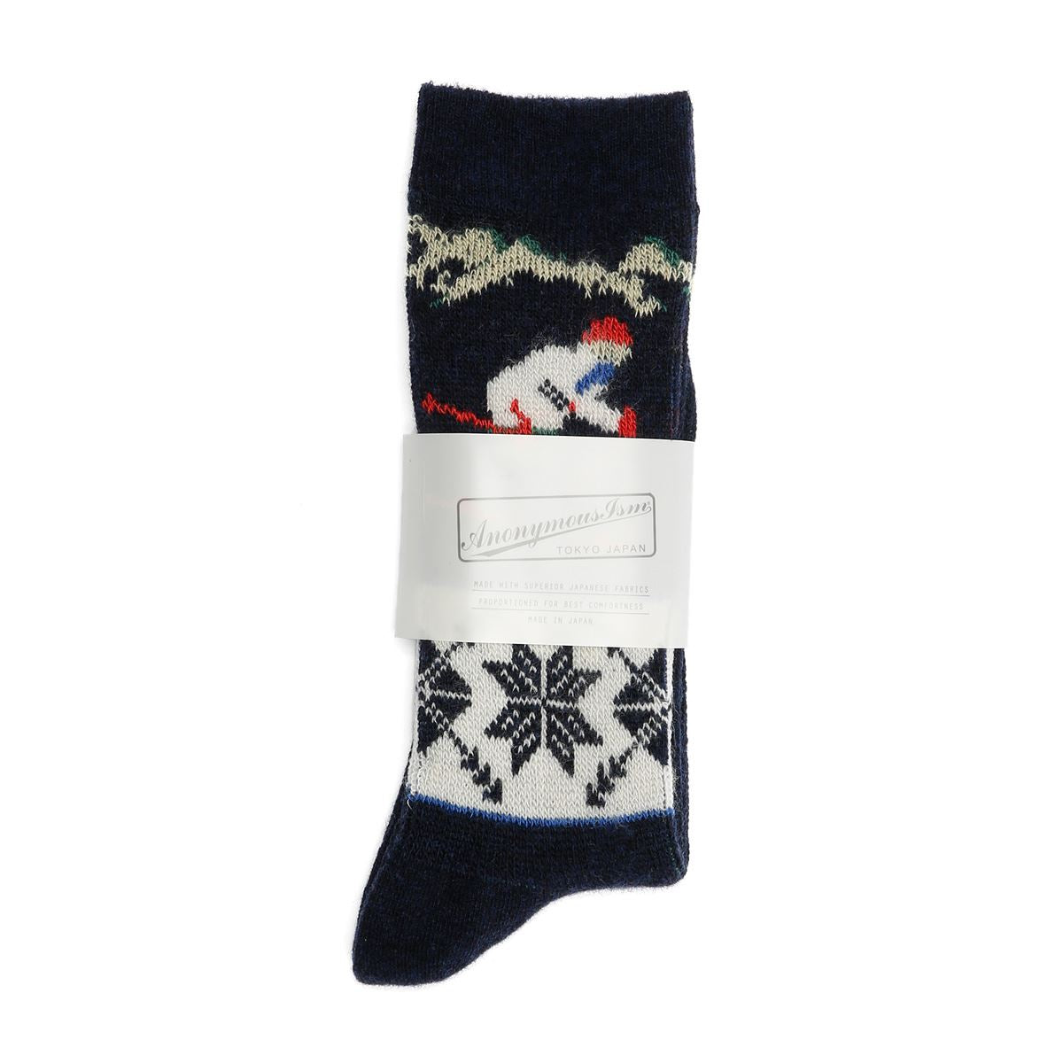 Anonymous Ism Wool Ski JQ Crew Chaussettes Pour Hommes Bleu Hautes Jusqu'Au Mollet