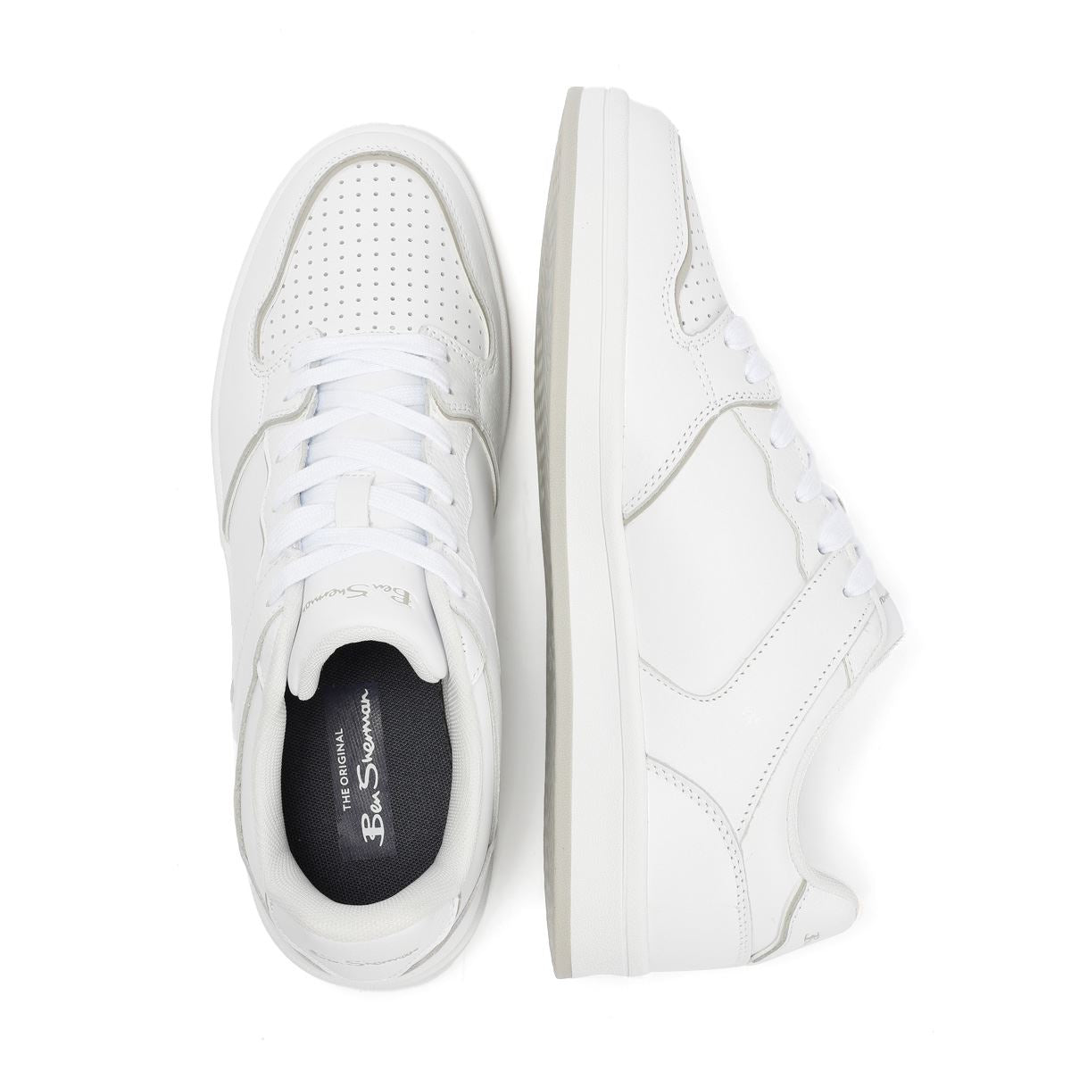 Ben Sherman Club Baskets Blanches En Cuir Pour Hommes