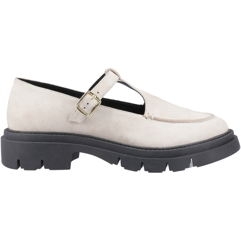 Hush Puppies Nella T-Bar Chaussures Femme En Crème En Suède