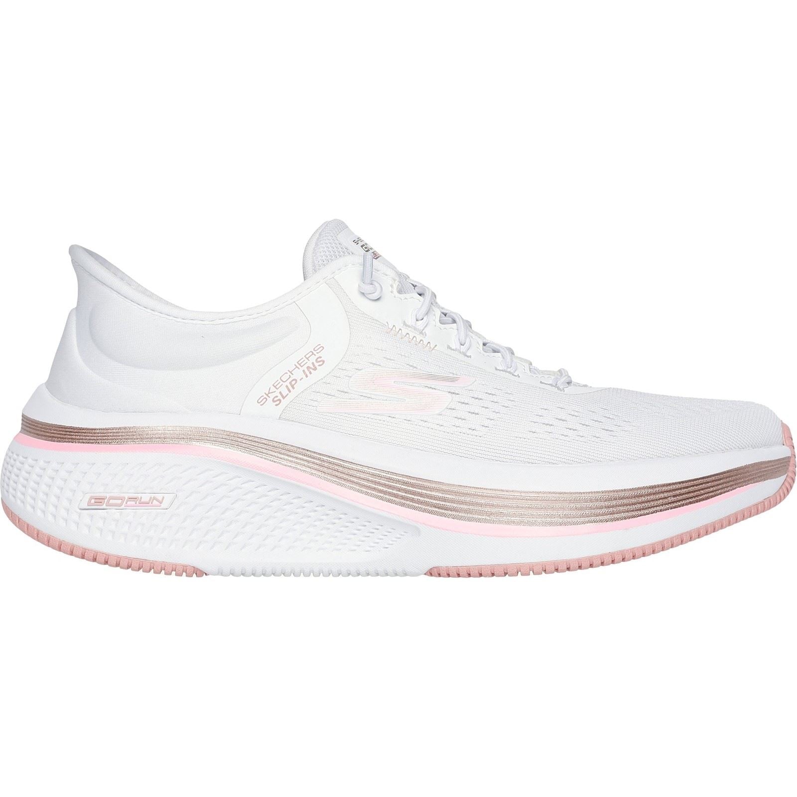 Skechers Performance Go Run Elevate 2.0 Banyan Chaussures De Sport Blanches/Roses Pour Femmes En Textile