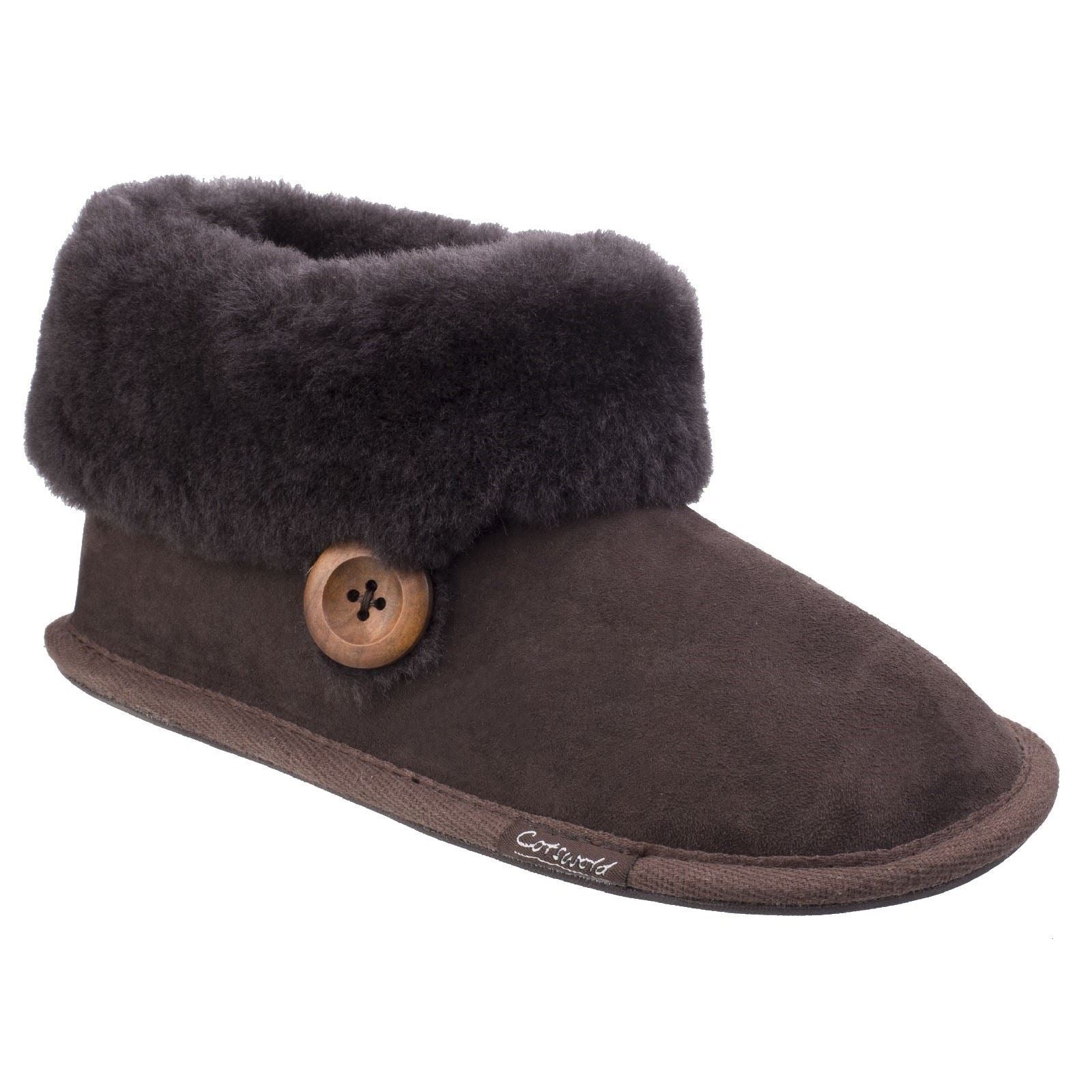 Cotswold Wotton Chaussons En Cuir Pour Femme Couleur Chocolat