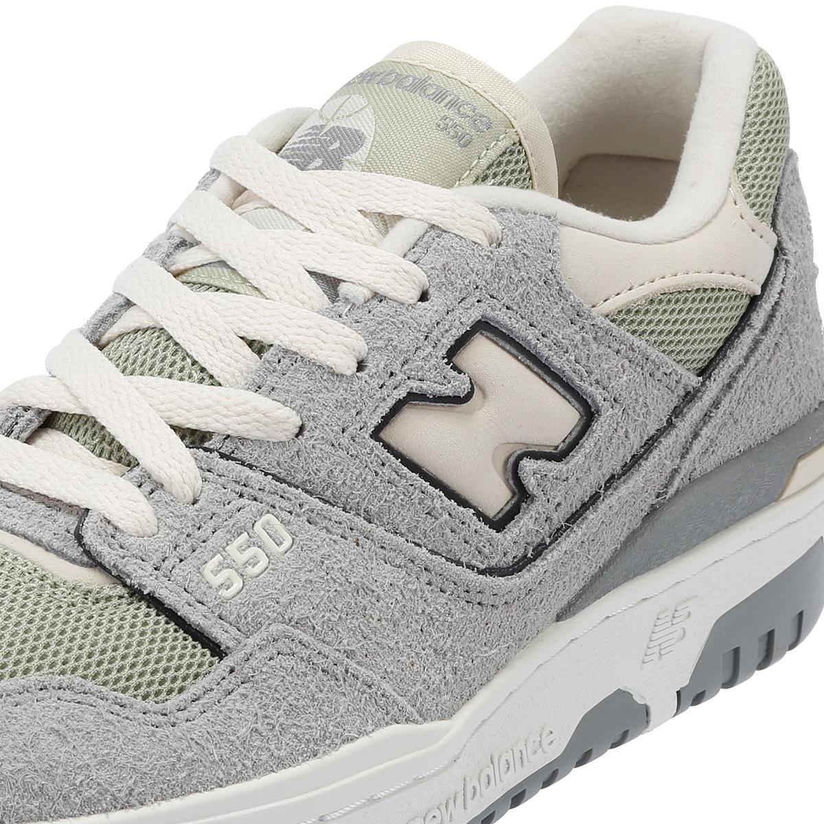 New Balance 550 Baskets En Cuir Pour Femmes En Gris Ardoise / Olivine / Lin.