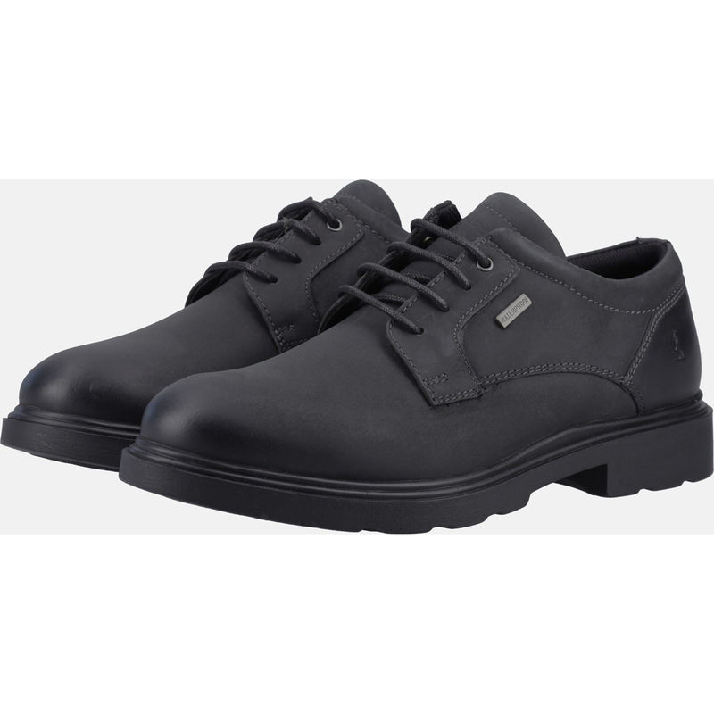 Hush Puppies Pearce Chaussures En Cuir Noir À Lacets Pour Hommes
