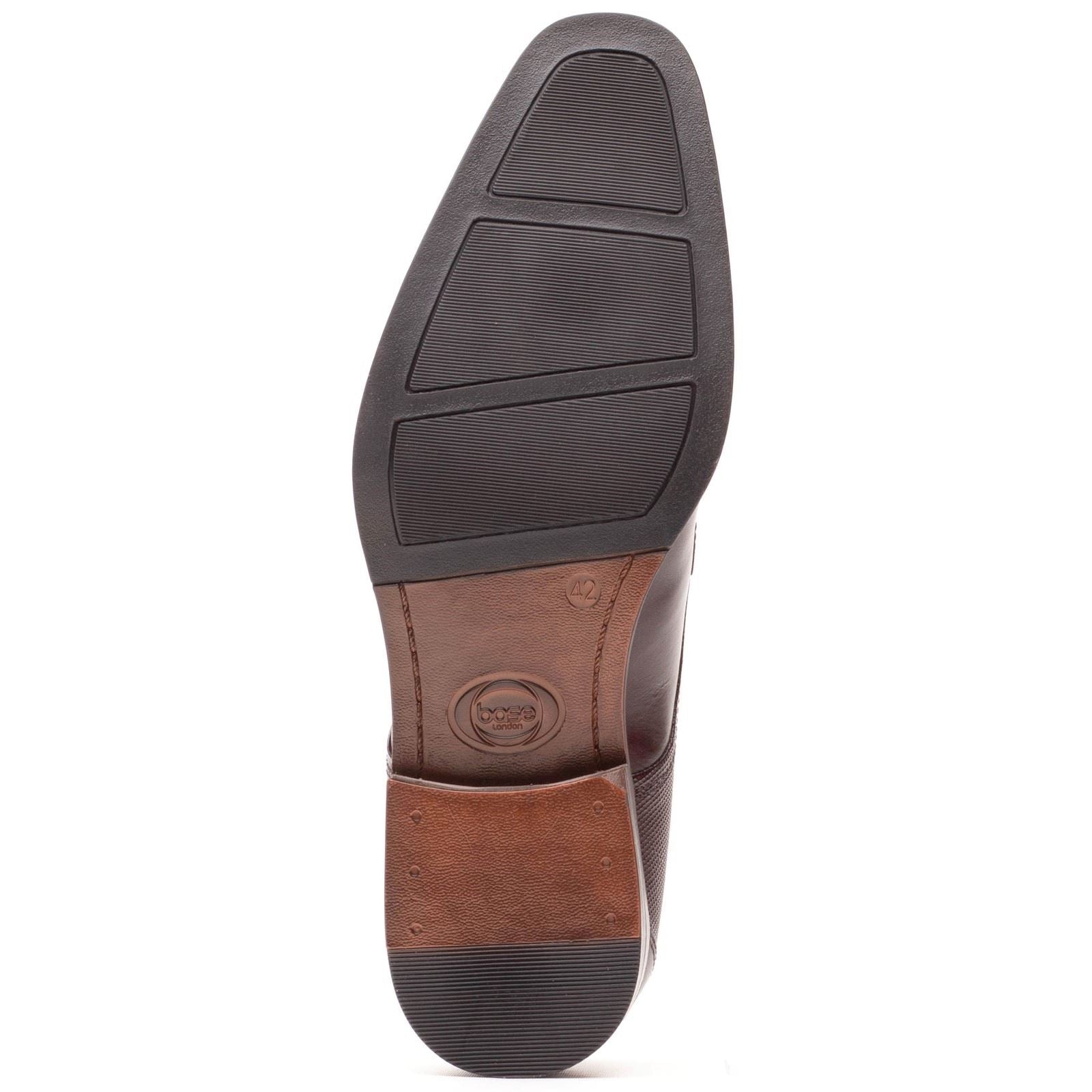 Base London Dome Chaussures À Lacets En Cuir Pour Hommes Marron Brûlé