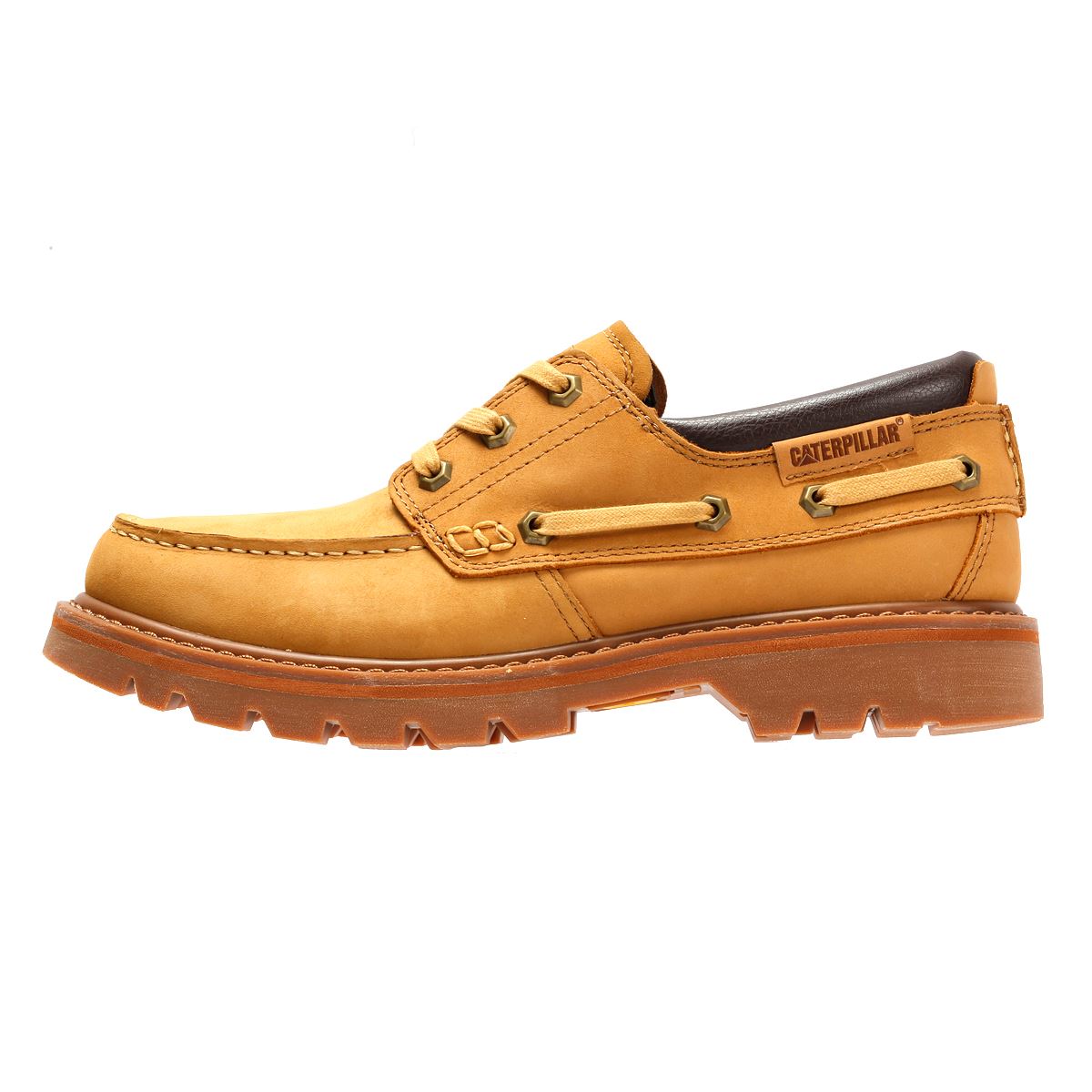 Caterpillar Colorado Boat Lo Chaussures En Cuir Pour Hommes Jaunes À Lacets