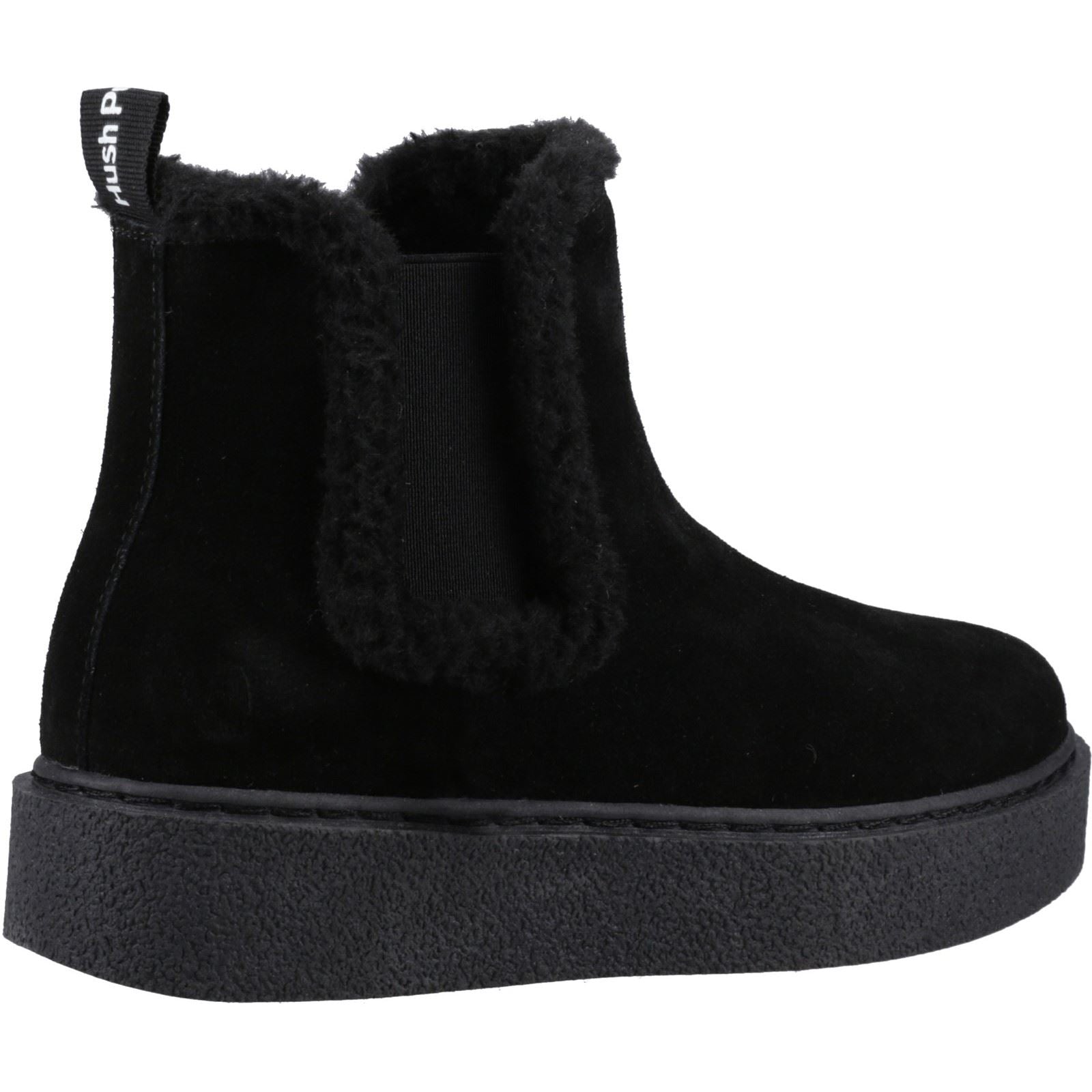 Hush Puppies Bella Bottines Chelsea Plates Pour Femmes En Daim Noir
