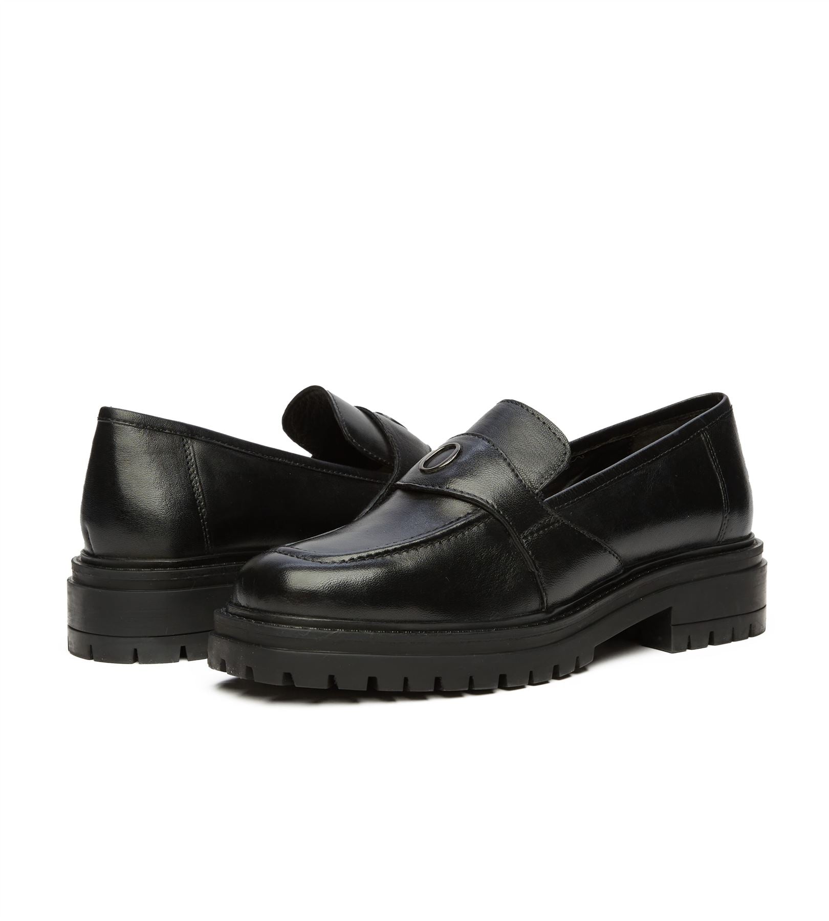 Osprey London The Greenwich Mocassins En Cuir Pour Femmes Noirs