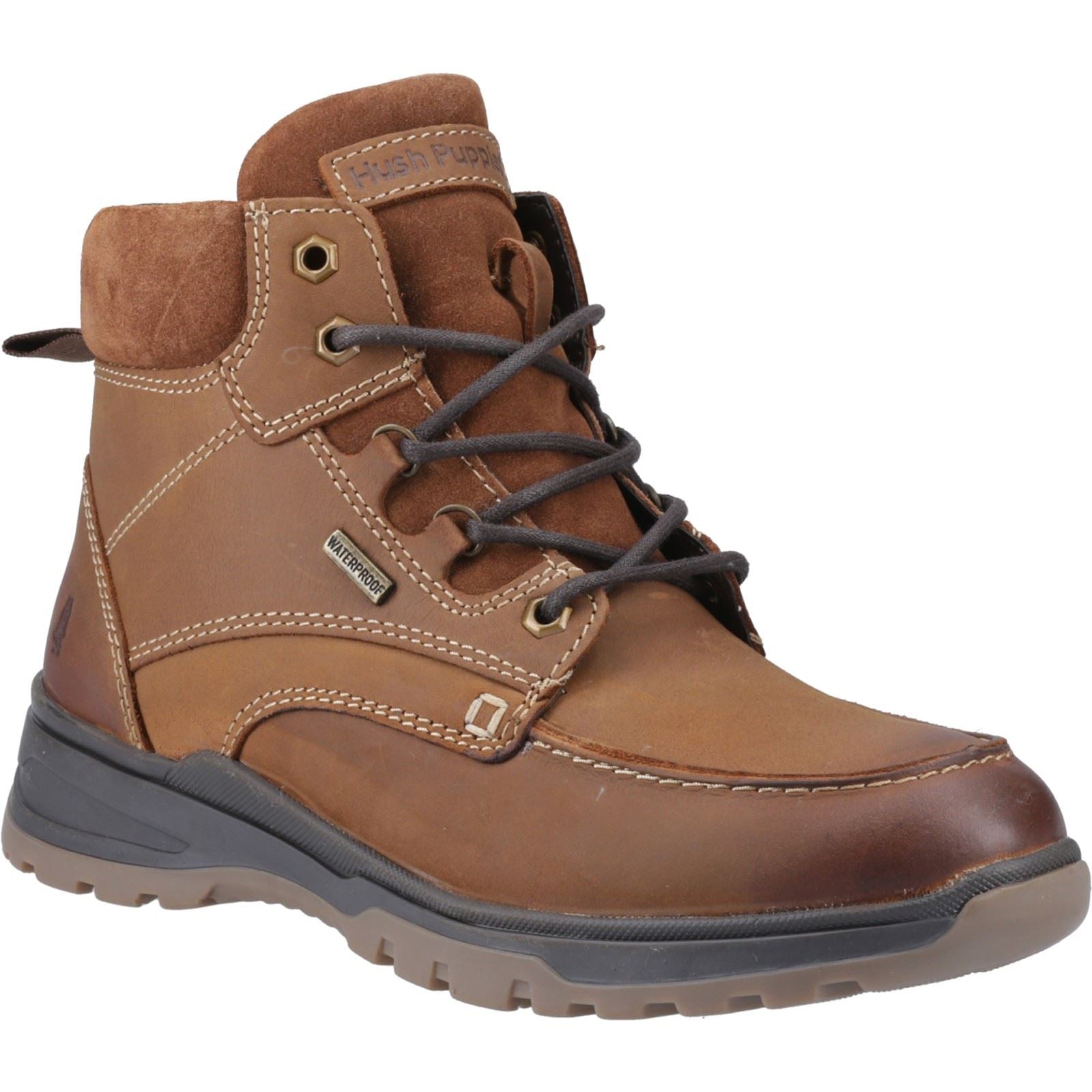 Hush Puppies Palmer Bottes En Cuir Pour Homme Marron Clair