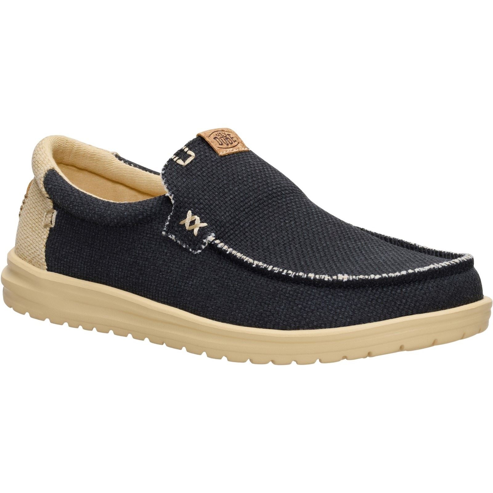 HEYDUDE Mikka Braided Mocassins Noirs/Beige Boulder En Textile Pour Hommes